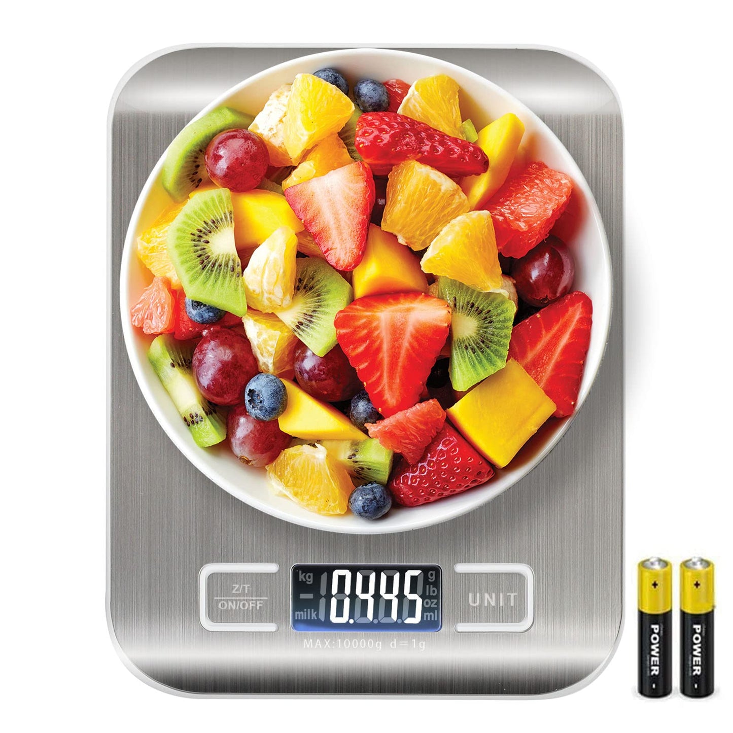 SKY-TOUCH Digital Food Scale Kitchen Scale Slim Stainless Multifunction Scale With LCD Display And Tare Measuring Four Units Of Measure Conversion Batteries Included-Silver