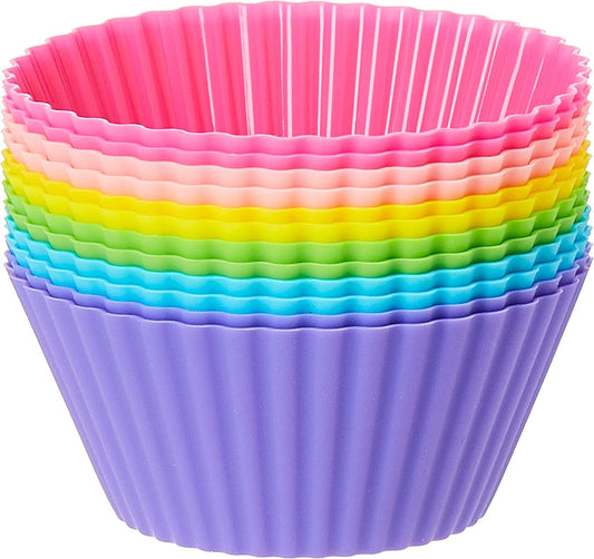 SKY-TOUCH Silicone Cupcake Liners 12Pcs, Baking Cups Non-Stick Cake Muffin Chocolate Cupcake Liner Baking Cup Mold, Multicolor