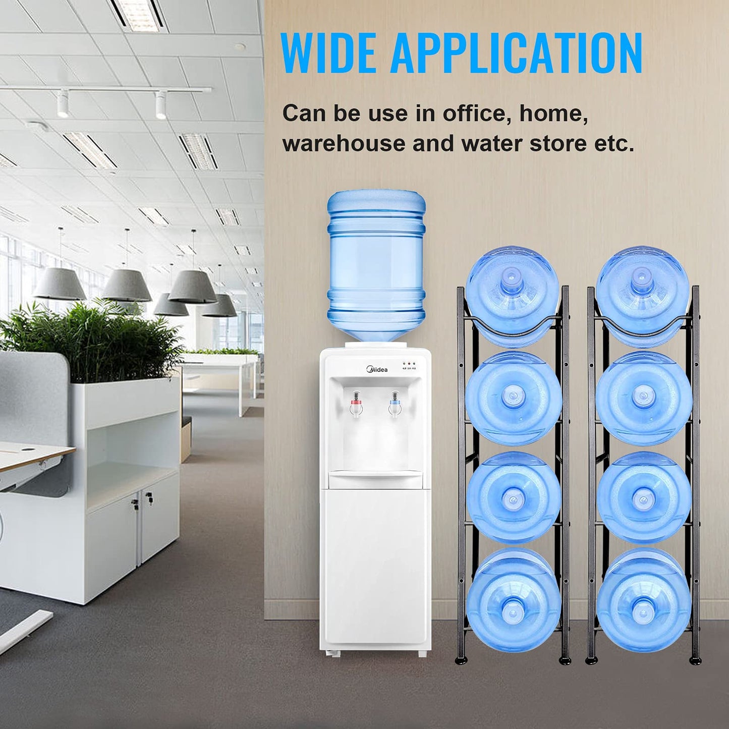 SKY-TOUCH Water Bottle Storage Stand, 4 Tier Water Bottle Holder, 5 Gallons Heavy Duty Water Jug Rack for Kitchen Home and Office Easy To Assemble