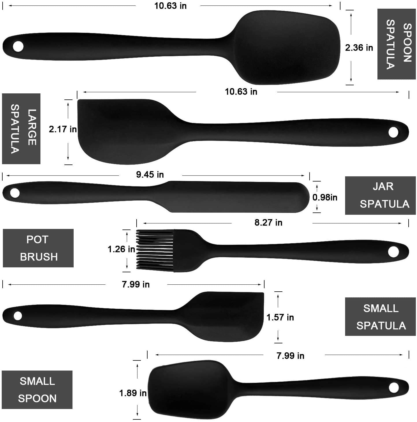 SKY-TOUCH Silicone Spatula Set - 6 Piece Non-Stick Rubber Spatula Set, Heat-Resistant Spatula Kitchen Utensils Set For Cooking, Baking And Mixing