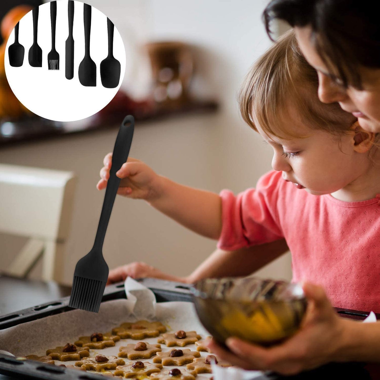 SKY-TOUCH Silicone Spatula Set - 6 Piece Non-Stick Rubber Spatula Set, Heat-Resistant Spatula Kitchen Utensils Set For Cooking, Baking And Mixing