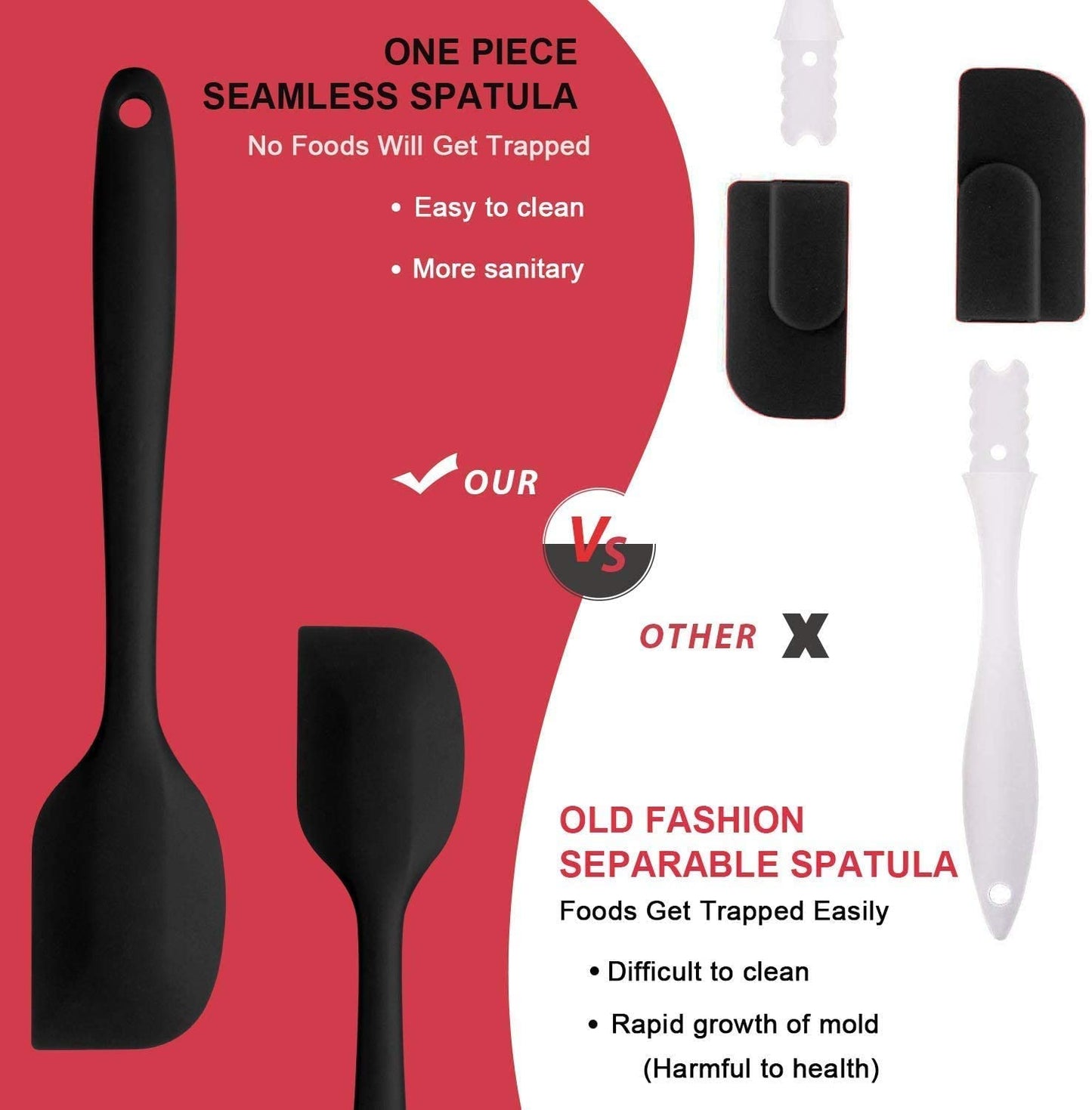 SKY-TOUCH Silicone Spatula Set - 6 Piece Non-Stick Rubber Spatula Set, Heat-Resistant Spatula Kitchen Utensils Set For Cooking, Baking And Mixing