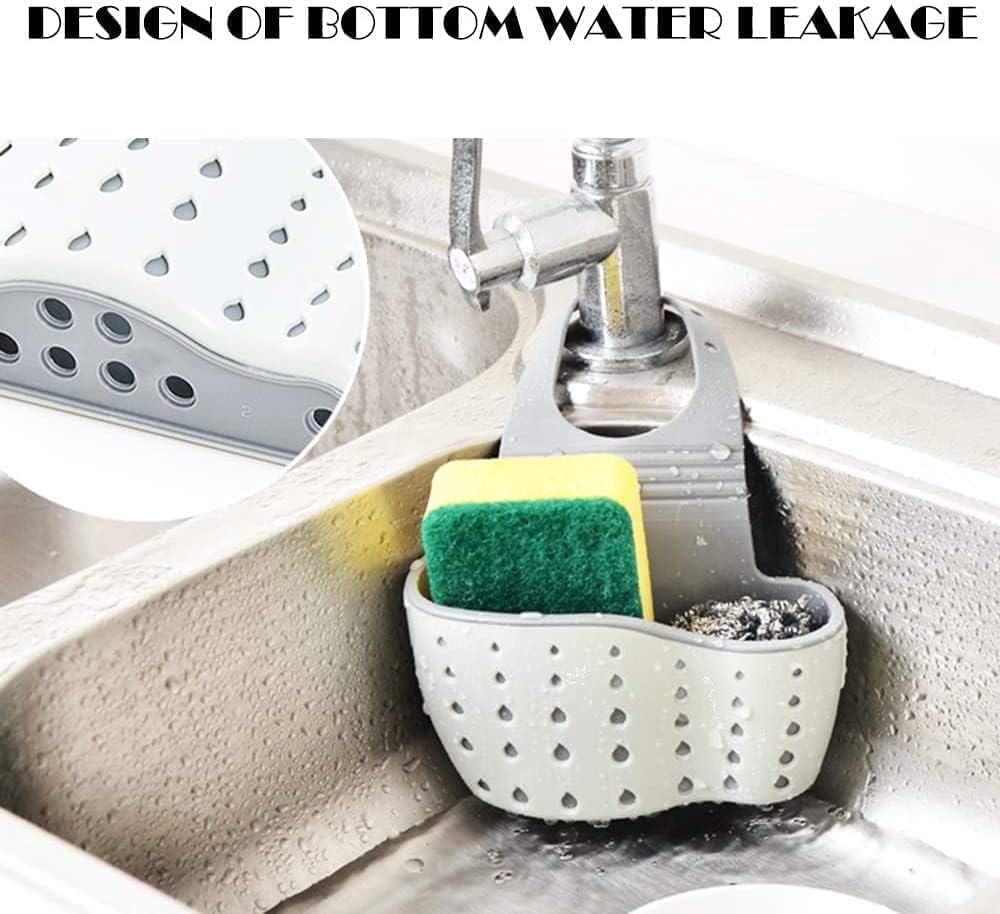 SKY-TOUCH Sink Caddy Sponge Holder, Kitchen Storage Basket Hanging Bag Organizer for Sponges, Soaps and Cleaning Brushes, Sink Accessories