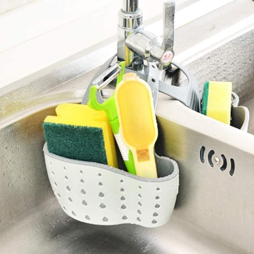 SKY-TOUCH Sink Caddy Sponge Holder, Kitchen Storage Basket Hanging Bag Organizer for Sponges, Soaps and Cleaning Brushes, Sink Accessories
