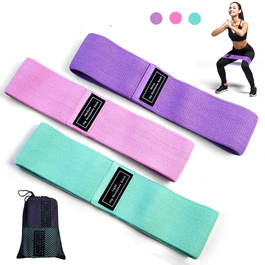 SKY-TOUCH Fabric Resistance Bands, Non-Slip Elastic Workout Bands for Hips, Legs, Glutes, and Thighs, Thick Wide Fitness Loops, Set of 3, Multicolor