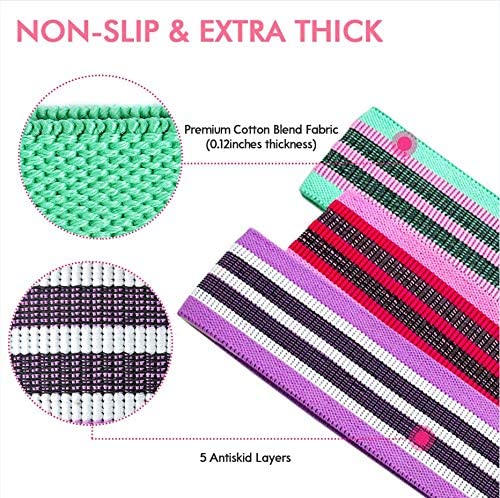 SKY-TOUCH Fabric Resistance Bands, Non-Slip Elastic Workout Bands for Hips, Legs, Glutes, and Thighs, Thick Wide Fitness Loops, Set of 3, Multicolor
