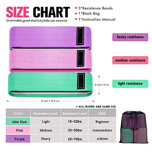 SKY-TOUCH Fabric Resistance Bands, Non-Slip Elastic Workout Bands for Hips, Legs, Glutes, and Thighs, Thick Wide Fitness Loops, Set of 3, Multicolor