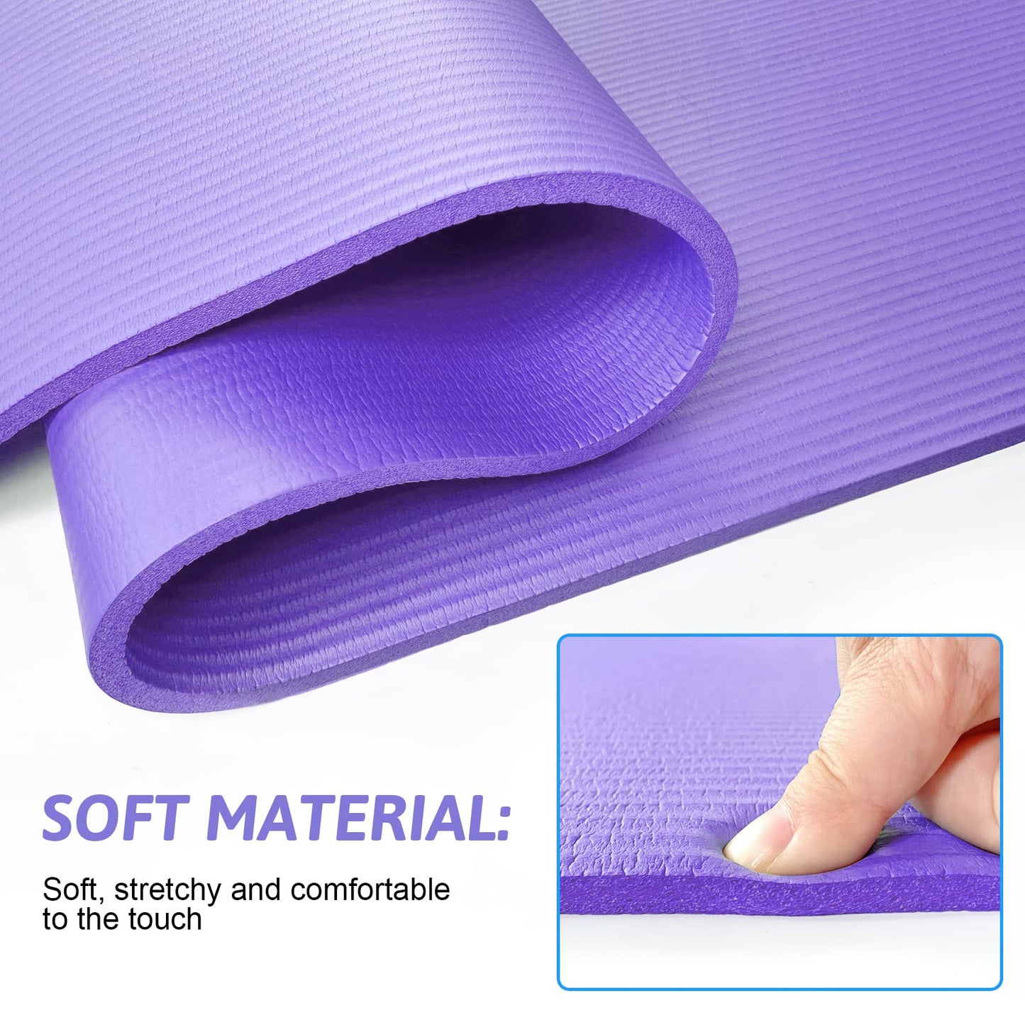 SKY-TOUCH Yoga Mat Non Slip, Yoga Mat with Strap Included 10mm Thick Exercise Mat Ideal for HiiT, Pilates, Yoga and Many Other Home Workouts