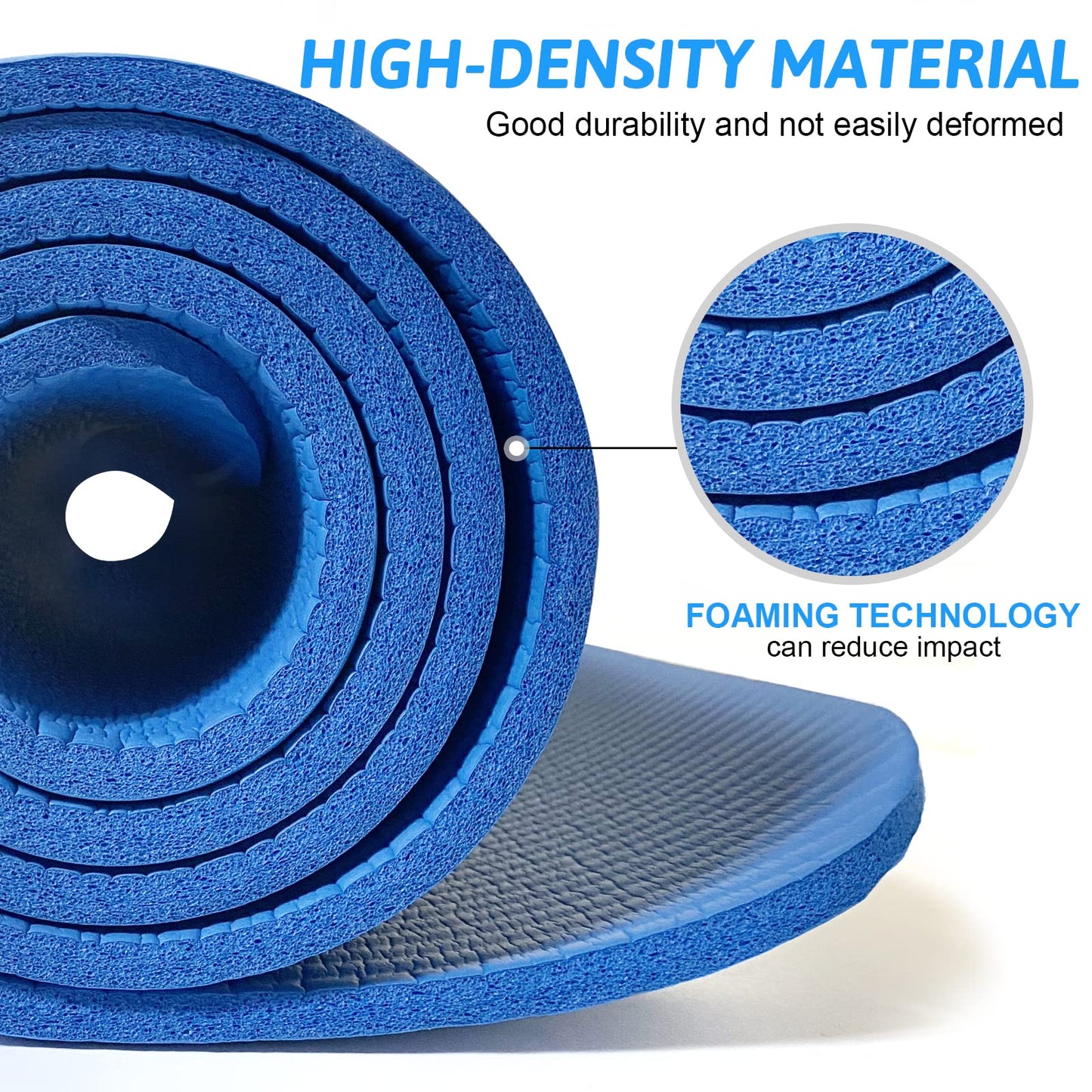 SKY-TOUCH Yoga Mat Non Slip, Yoga Mat with Strap Included 10mm Thick Exercise Mat Ideal for HiiT, Pilates, Yoga and Many Other Home Workouts
