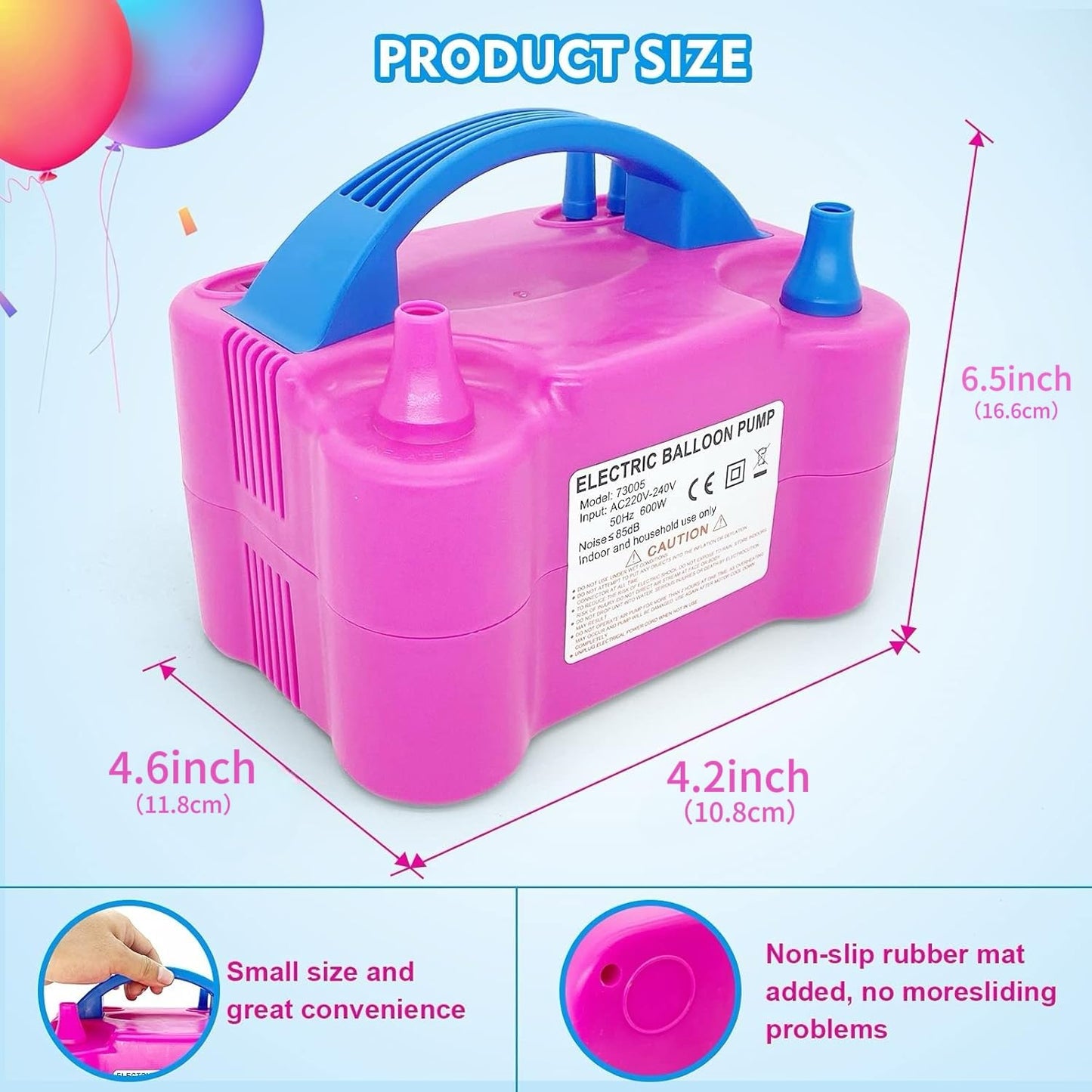 SKY-TOUCH Electric Balloon Pump, Portable Balloons Air Pump for Balloon Arch, Balloon Garland, Party Decorations, Kids Birthday, Baby Shower, Party Supplies & Decorations, Pink