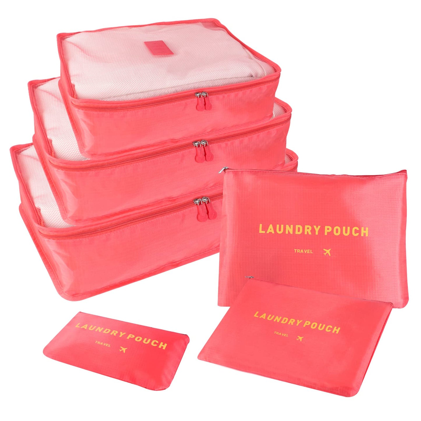 SKY-TOUCH 6-Piece Travel Luggage Organizer Set, Waterproof Packing Cubes and Laundry Bags, Travel Accessories,