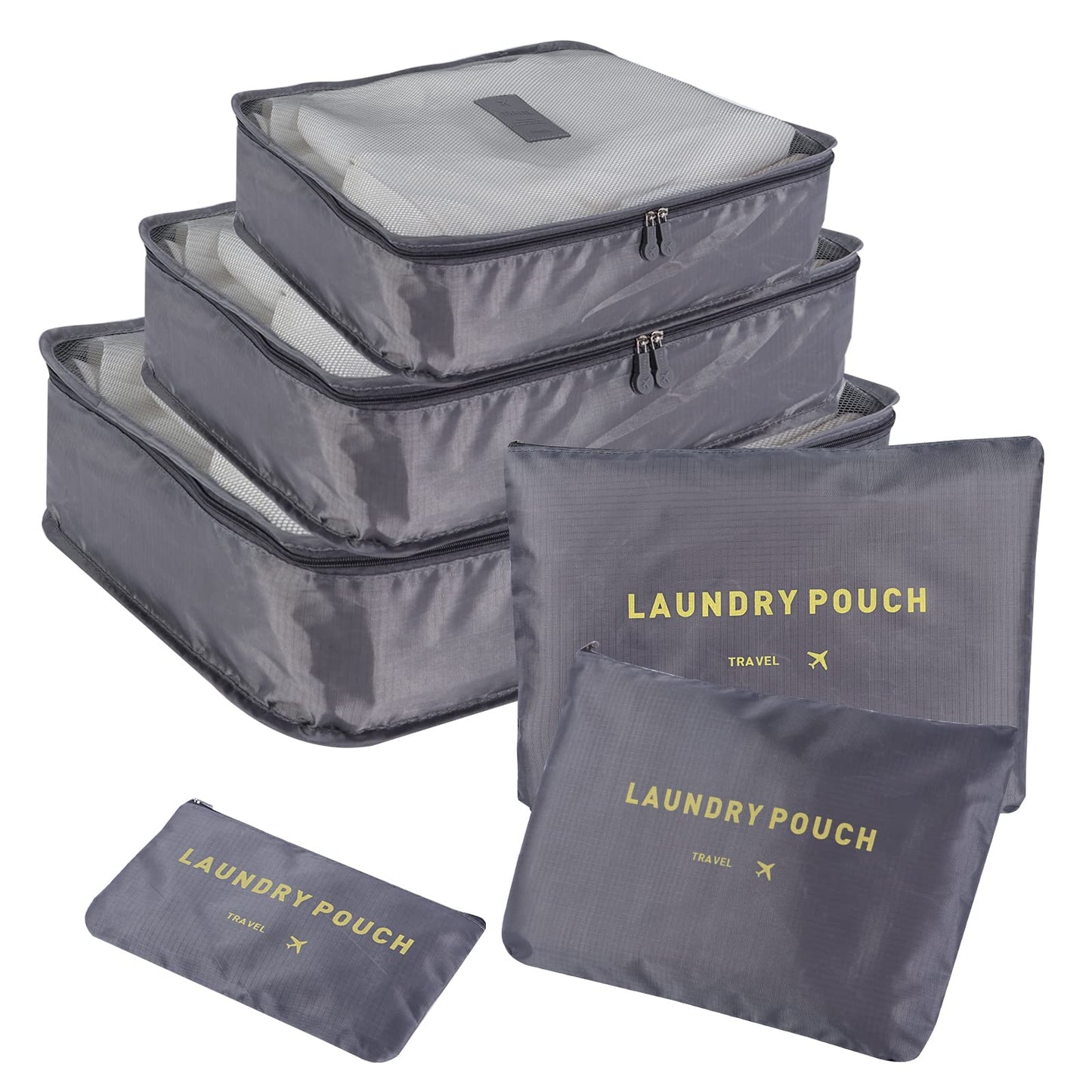 SKY-TOUCH 6-Piece Travel Luggage Organizer Set, Waterproof Packing Cubes and Laundry Bags, Travel Accessories,