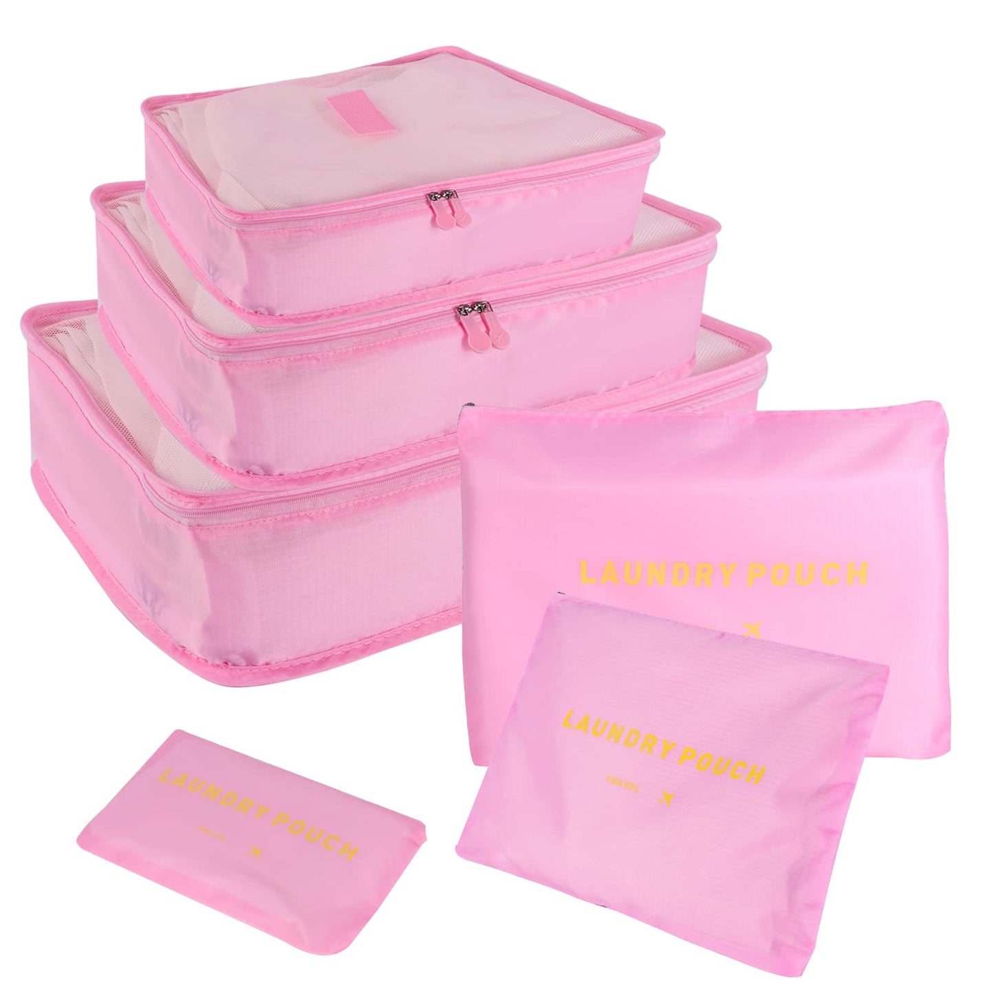 SKY-TOUCH 6-Piece Travel Luggage Organizer Set, Waterproof Packing Cubes and Laundry Bags, Travel Accessories,