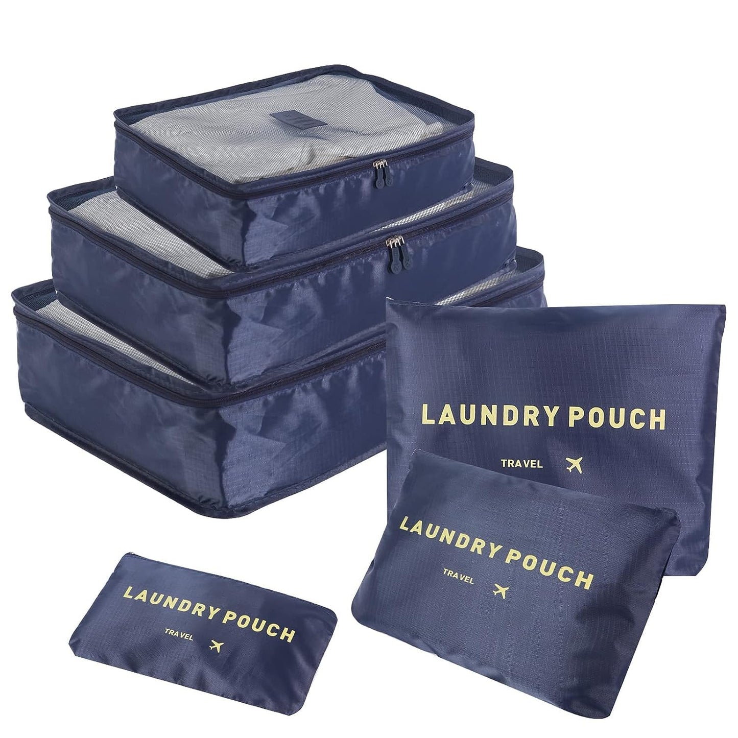 SKY-TOUCH 6-Piece Travel Luggage Organizer Set, Waterproof Packing Cubes and Laundry Bags, Travel Accessories,