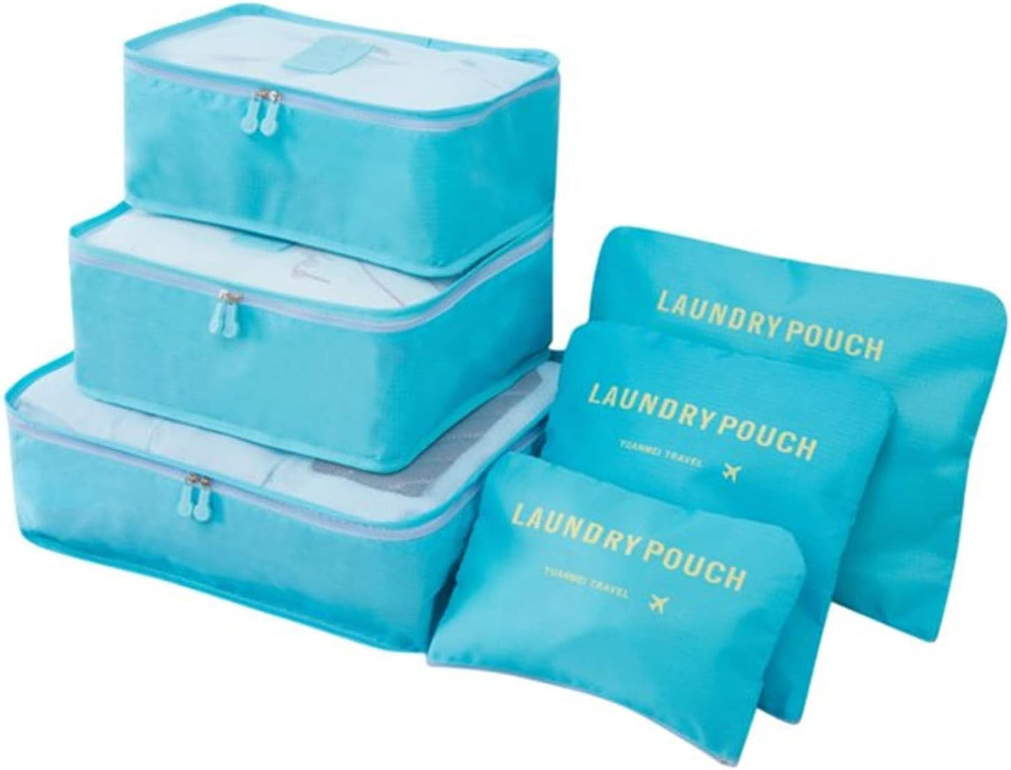 SKY-TOUCH 6-Piece Travel Luggage Organizer Set, Waterproof Packing Cubes and Laundry Bags, Travel Accessories,