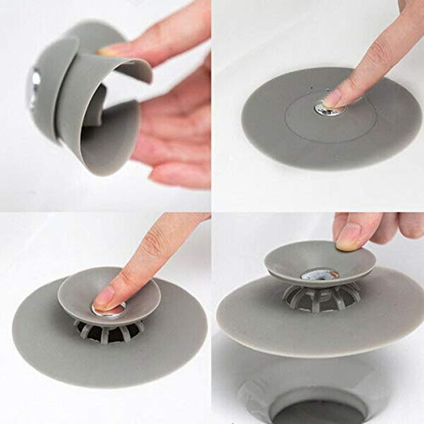 SKY-TOUCH 4Pcs Shower Drain Stopper,Universal Bathtub Stopper Plug Cover,2-in-1 Strainers Silicone Bathtub Drain Cover and Strainer Protector for Floor, Laundry, Kitchen and Bathroom