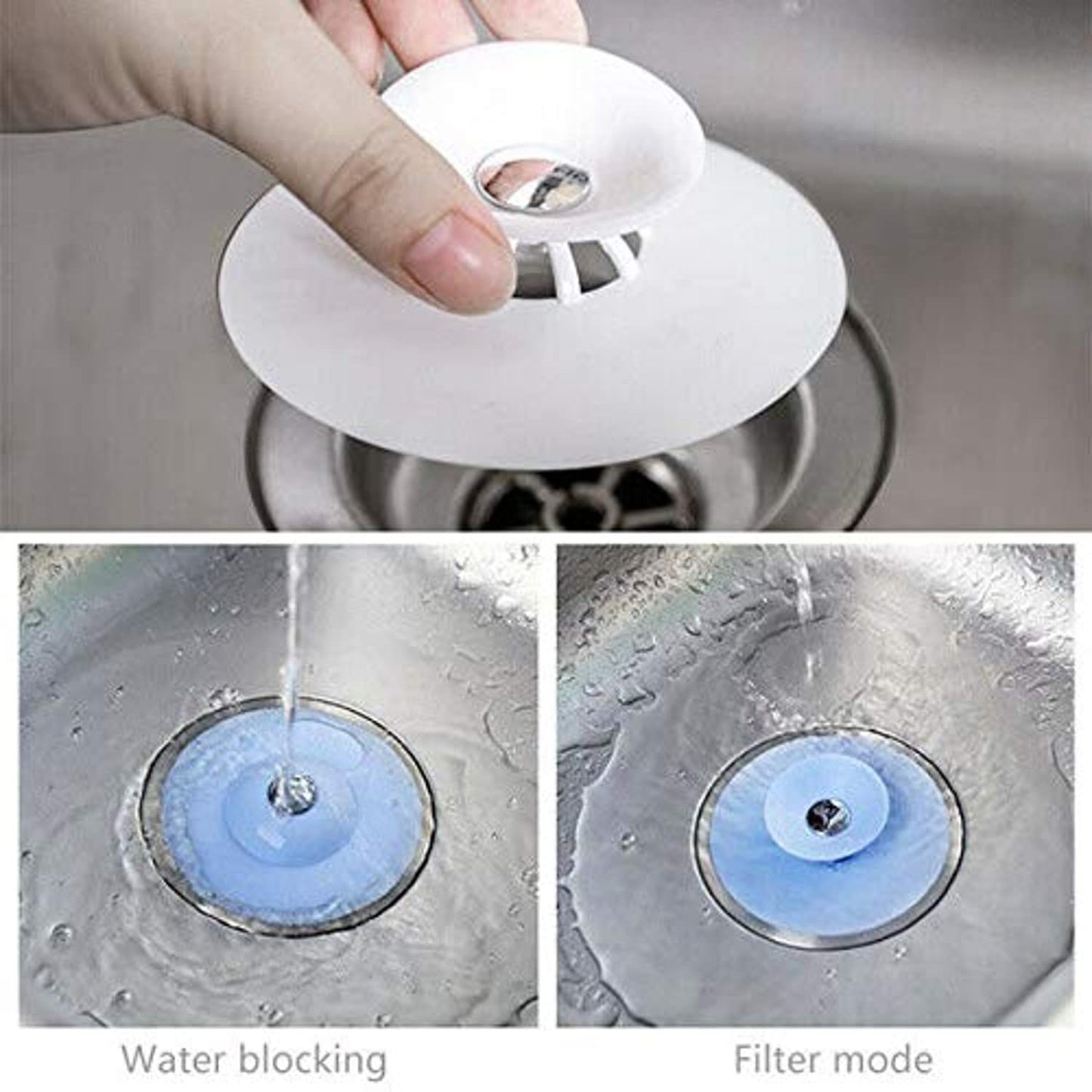 SKY-TOUCH 4Pcs Shower Drain Stopper,Universal Bathtub Stopper Plug Cover,2-in-1 Strainers Silicone Bathtub Drain Cover and Strainer Protector for Floor, Laundry, Kitchen and Bathroom
