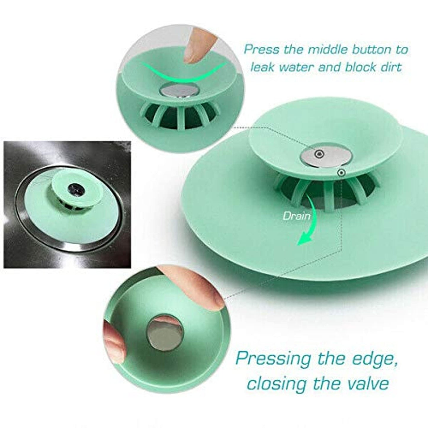 SKY-TOUCH 4Pcs Shower Drain Stopper,Universal Bathtub Stopper Plug Cover,2-in-1 Strainers Silicone Bathtub Drain Cover and Strainer Protector for Floor, Laundry, Kitchen and Bathroom