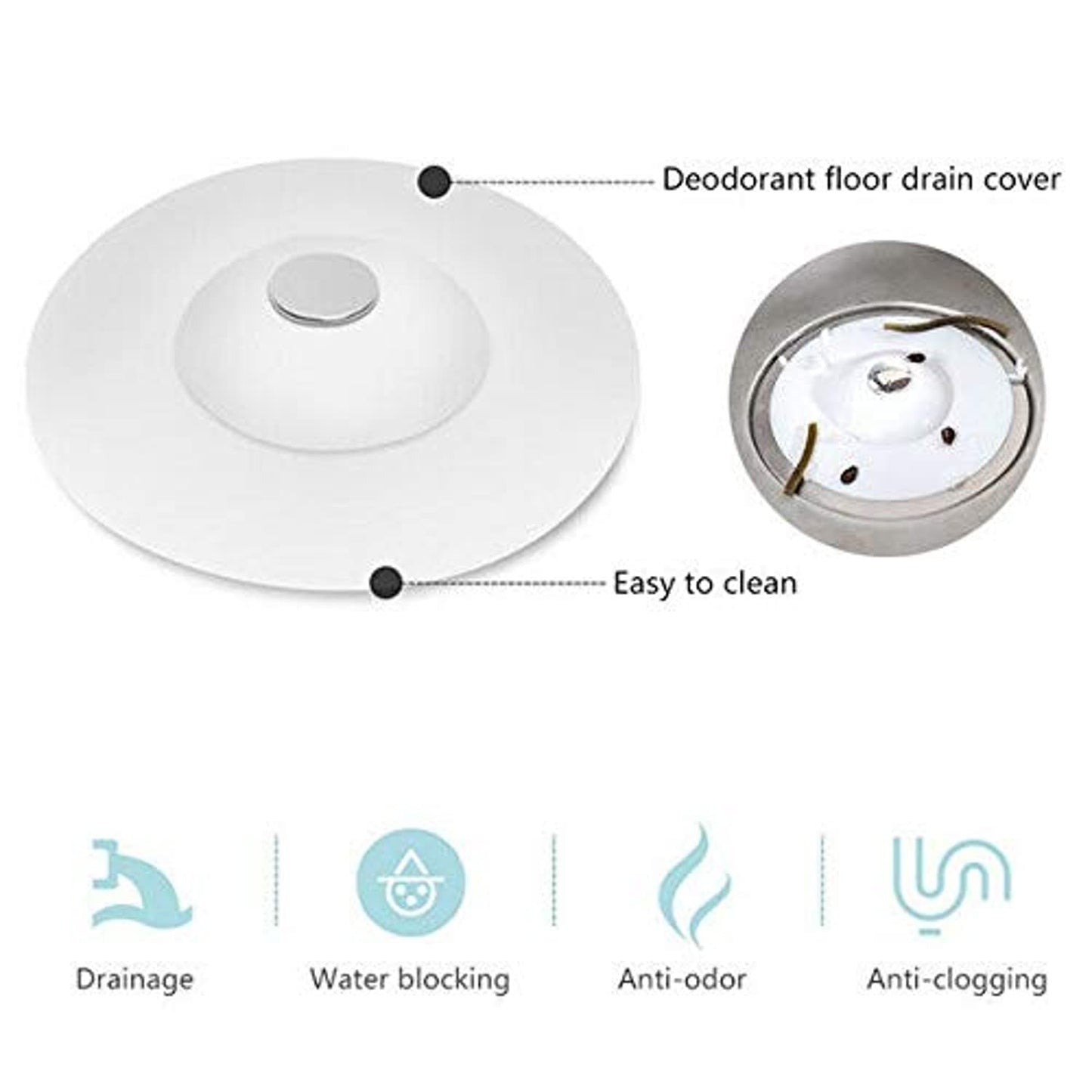 SKY-TOUCH 4Pcs Shower Drain Stopper,Universal Bathtub Stopper Plug Cover,2-in-1 Strainers Silicone Bathtub Drain Cover and Strainer Protector for Floor, Laundry, Kitchen and Bathroom