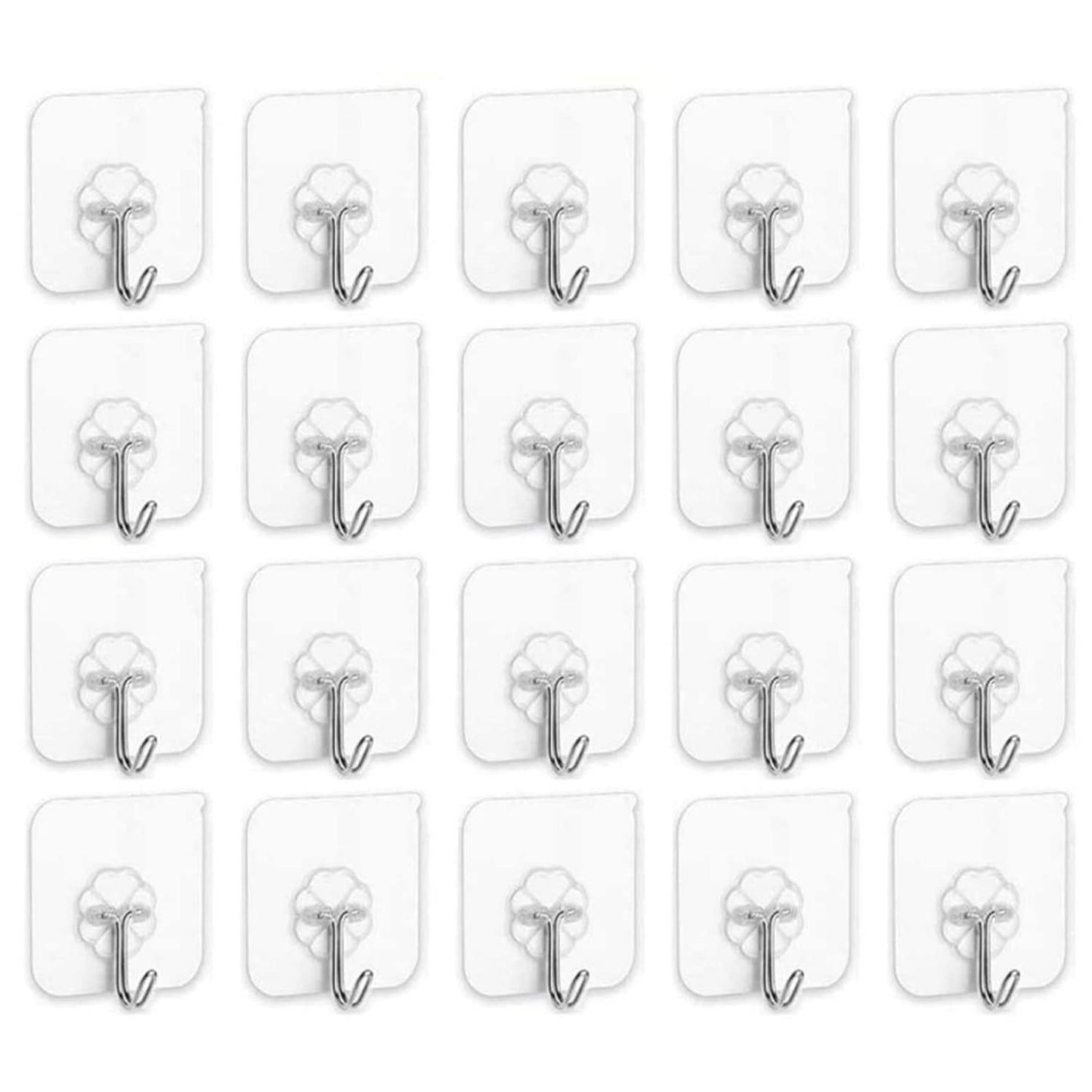 SKY-TOUCH Adhesive Hooks Heavy Duty Wall Hooks 20Pack 8kg (Max) Self Adhesive Hook