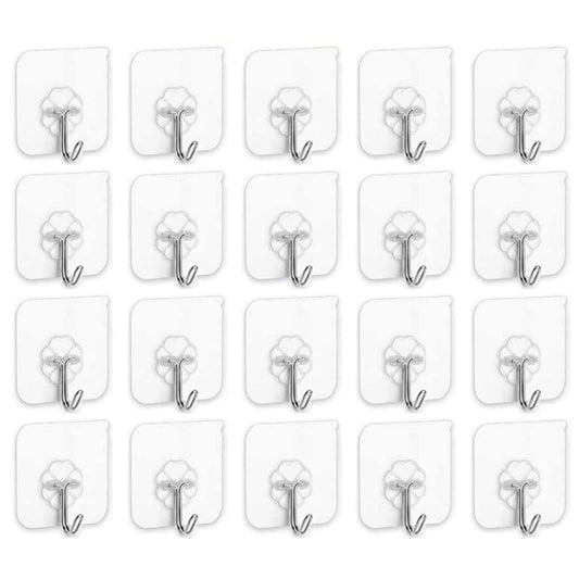 SKY-TOUCH Adhesive Hooks Heavy Duty Wall Hooks 20Pack 8kg (Max) Self Adhesive Hook