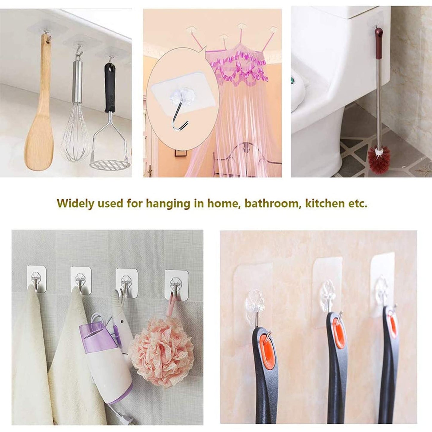 SKY-TOUCH Adhesive Hooks Heavy Duty Wall Hooks 20Pack 8kg (Max) Self Adhesive Hook