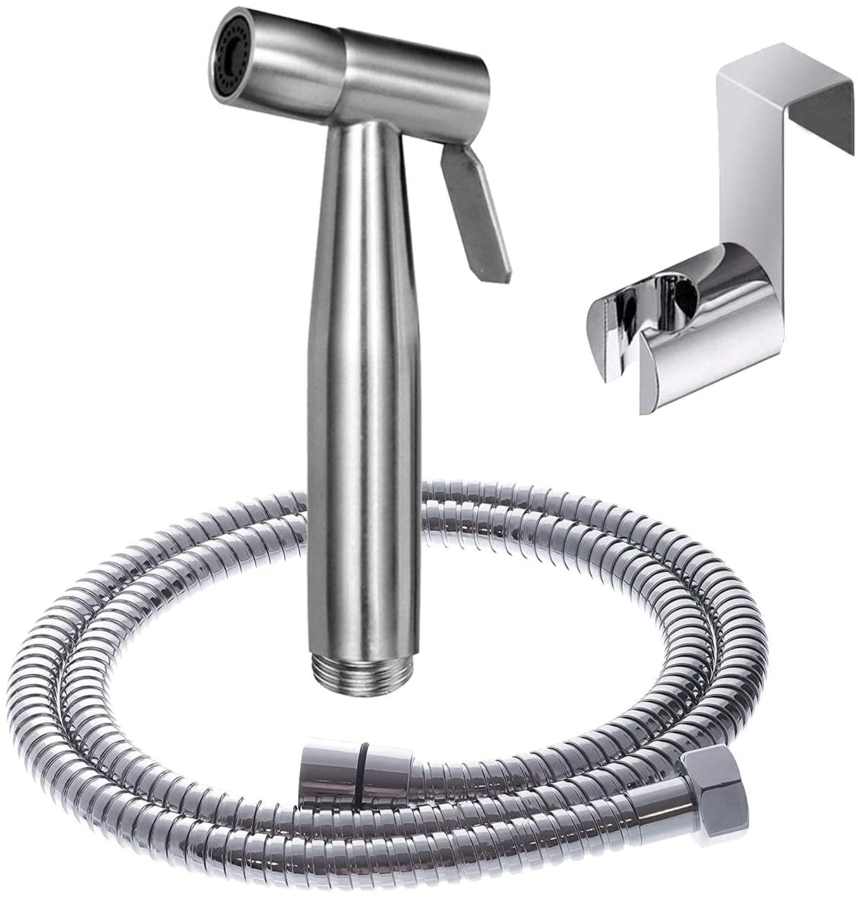 SKY-TOUCH 3 Pieces Toilet Bidet Spray Gun Set, Shattaf Kit Handheld Self-Cleaning for Washroom and Bathroom, Toilet Water Sprayer, Silver