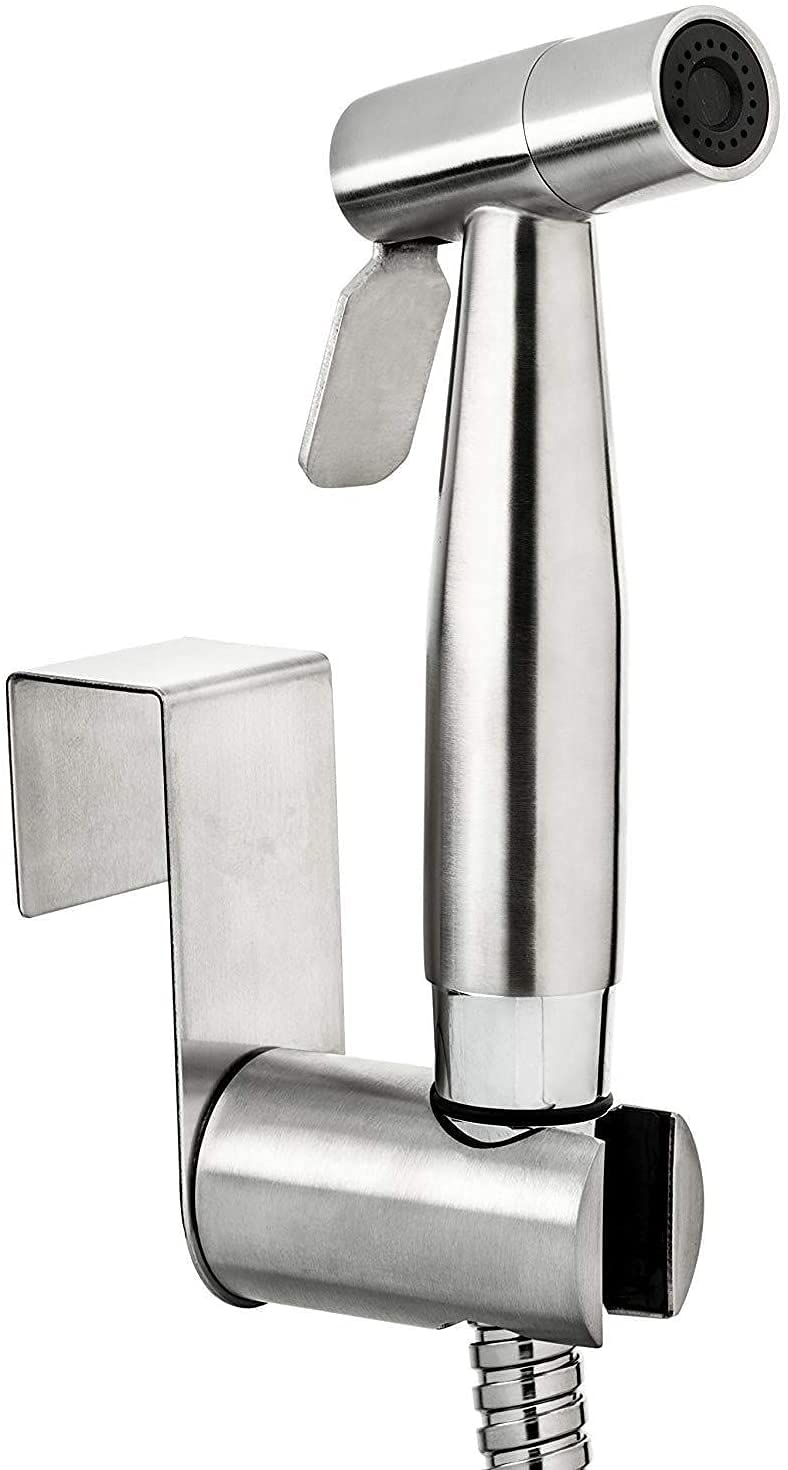 SKY-TOUCH 3 Pieces Toilet Bidet Spray Gun Set, Shattaf Kit Handheld Self-Cleaning for Washroom and Bathroom, Toilet Water Sprayer, Silver