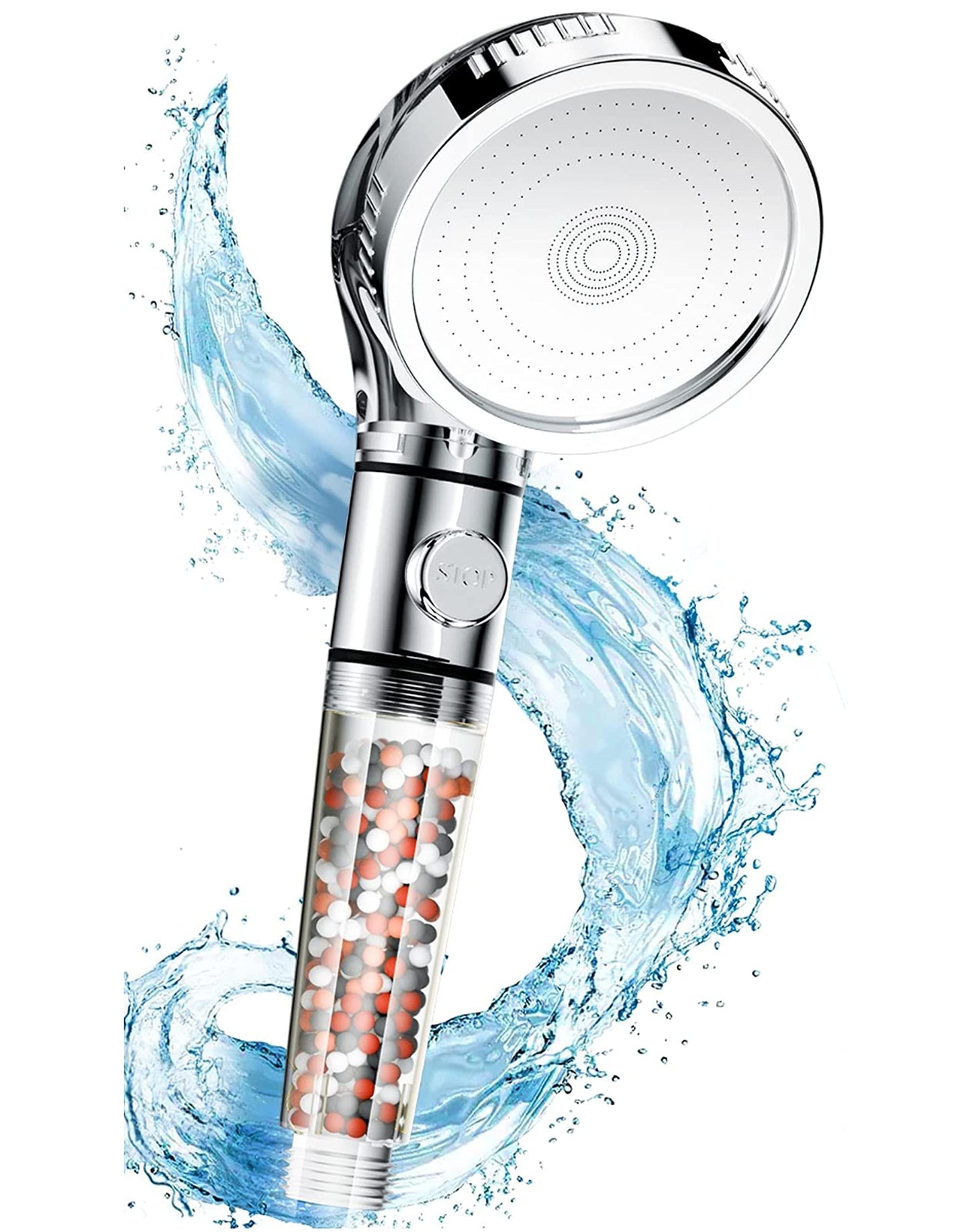 SKY-TOUCH High Pressure Filtered Shower Head For Hard Water And Filtering Impurities, Hand Held Shower Head With Filter Balls.