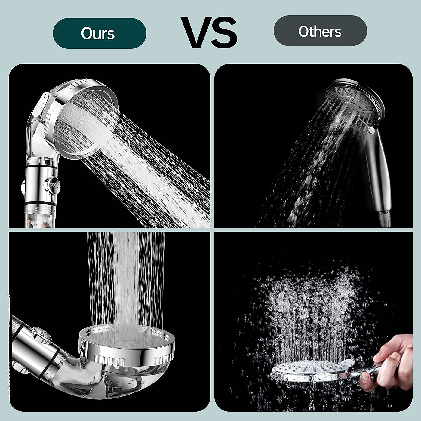 SKY-TOUCH High Pressure Filtered Shower Head For Hard Water And Filtering Impurities, Hand Held Shower Head With Filter Balls.
