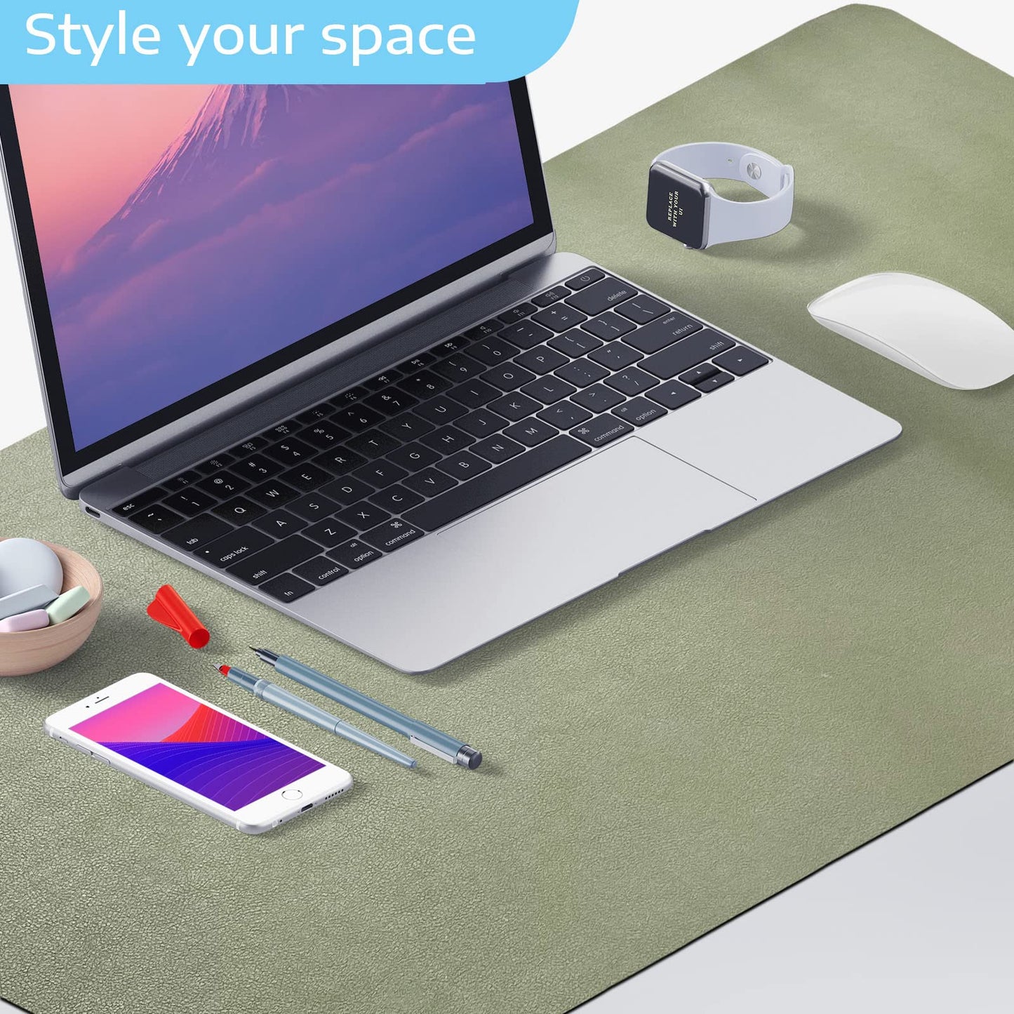 SKY-TOUCH Multifunctional Desk Pad 80x40cm, Leather Computer Mouse Pad Office Desk Mat Extended Gaming Mouse Pad, Non-Slip Waterproof Dual-Side Use Desk Mat Protecto