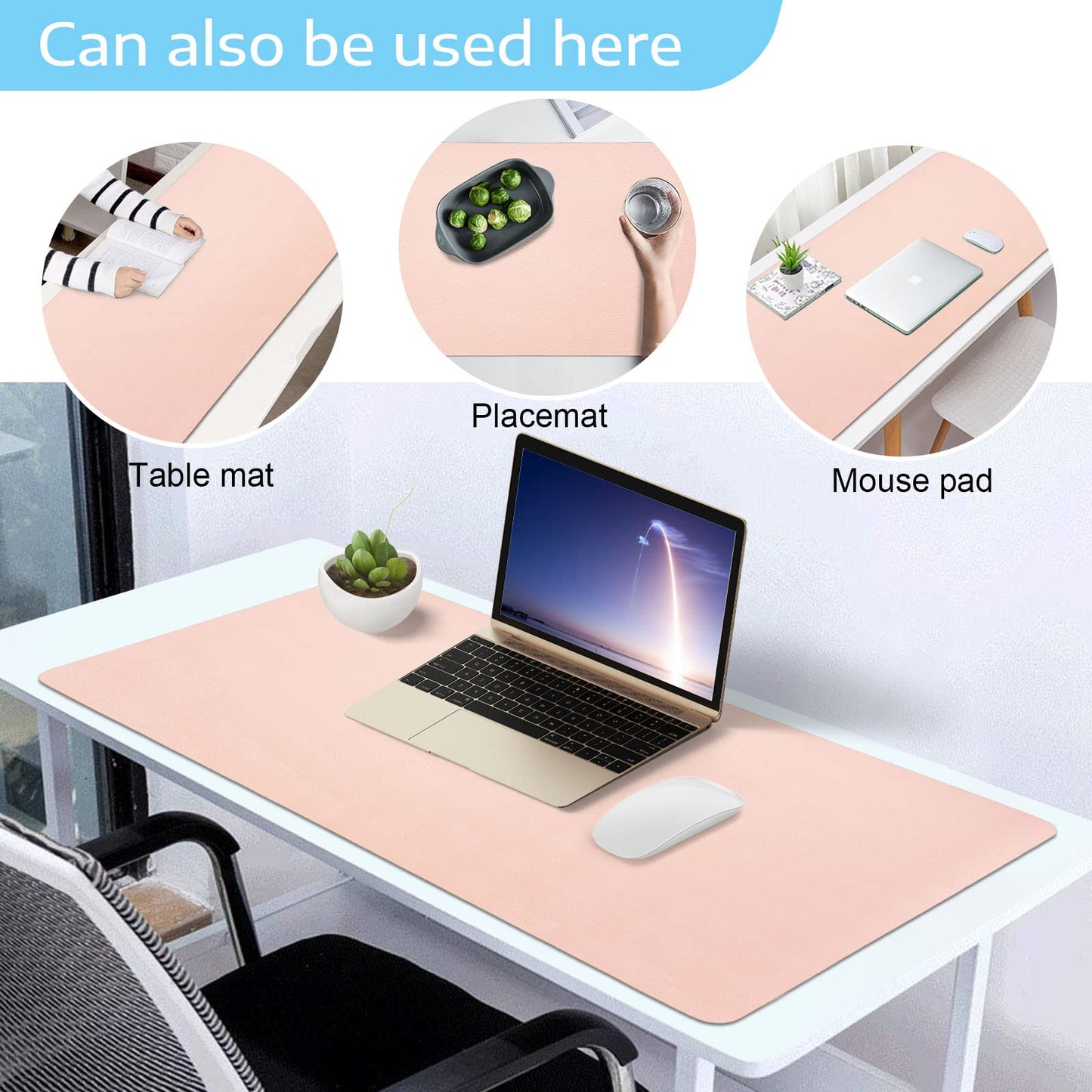 SKY-TOUCH Multifunctional Desk Pad 80x40cm, Leather Computer Mouse Pad Office Desk Mat Extended Gaming Mouse Pad, Non-Slip Waterproof Dual-Side Use Desk Mat Protecto