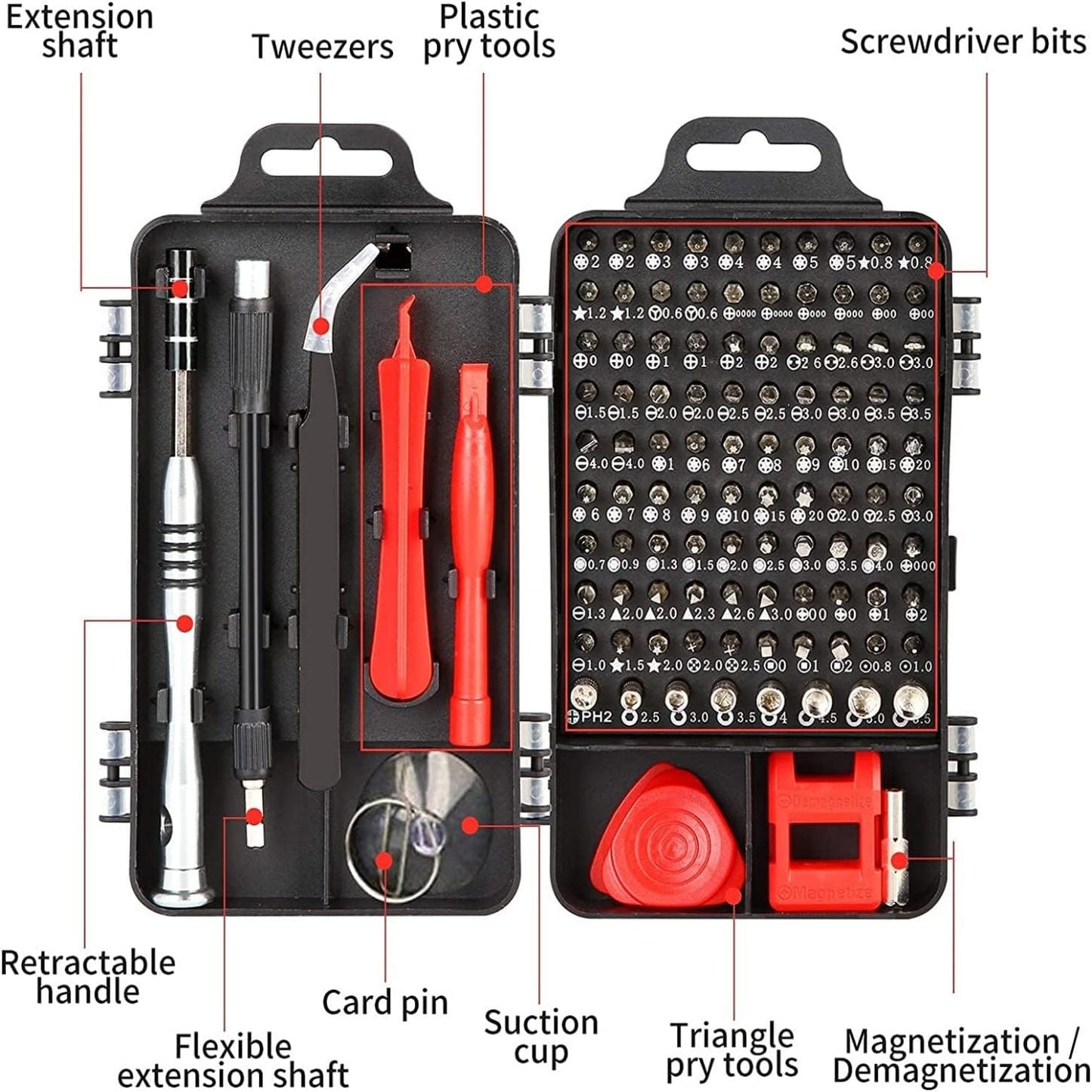 SKY-TOUCH Precision Screwdriver Set, 110 in 1 Magnetic Driver Repair Tool Kits for Phone, Screwdriver for Mobile Phone, Eyeglasses, Watch, Game Console, Tablet, Pc And Other Electronic Equipment