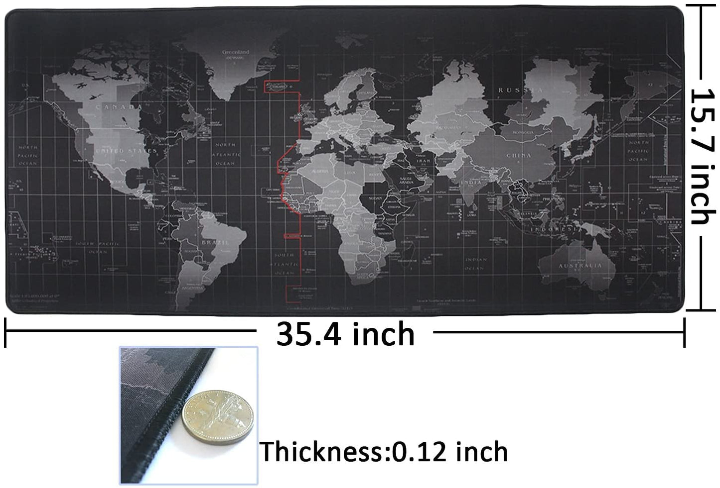 SKY-TOUCH Large Gaming Mouse Pad 900x400mm, World Map Desk Pad Anti-Skid Rubber Base and Stitched Edges, Keyboard Mouse Mat for Gamers, Home, Office and Studio