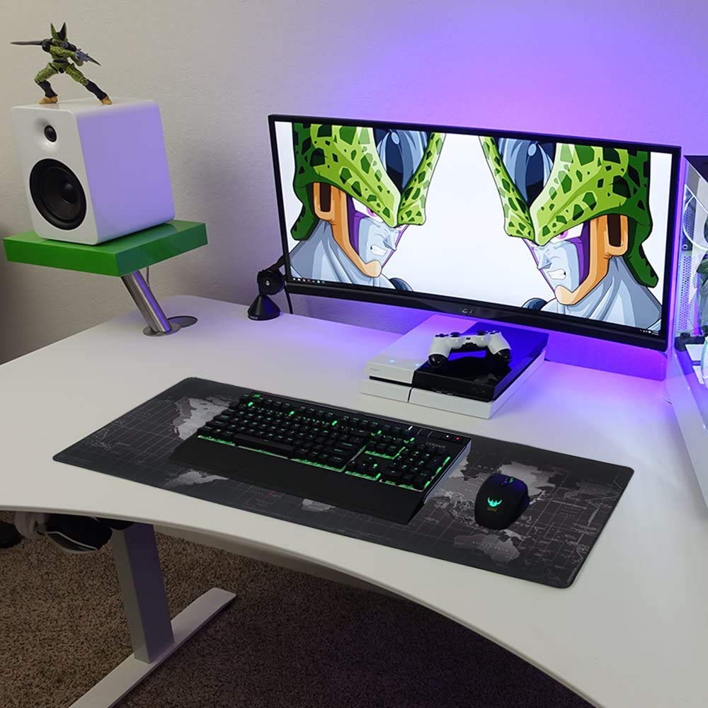 SKY-TOUCH Large Gaming Mouse Pad 900x400mm, World Map Desk Pad Anti-Skid Rubber Base and Stitched Edges, Keyboard Mouse Mat for Gamers, Home, Office and Studio