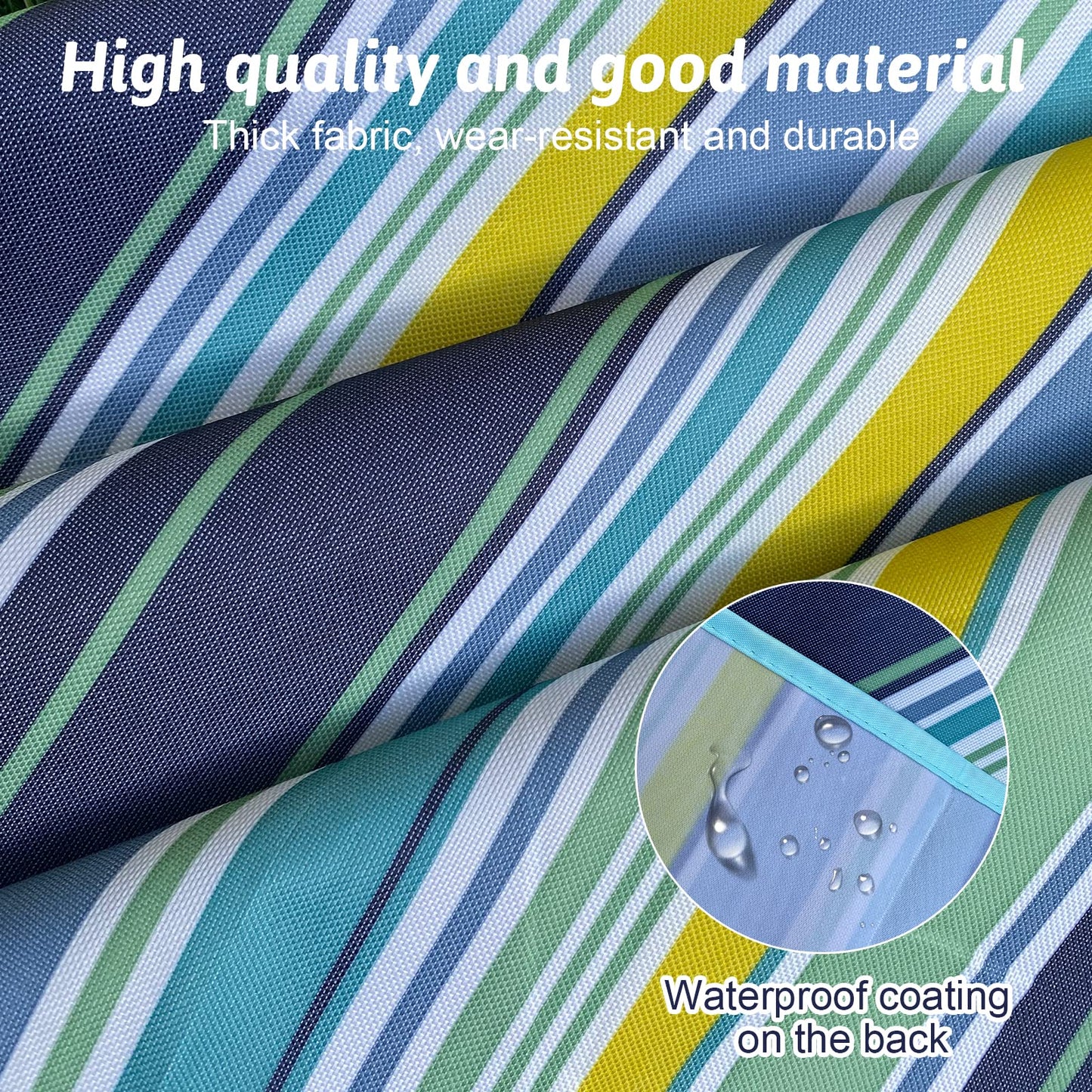 SKY-TOUCH Portable Waterproof Picnic and Beach Blanket, 180x145cm, Green and Blue, Foldable Mat for Outdoor Camping, Park, and Garden