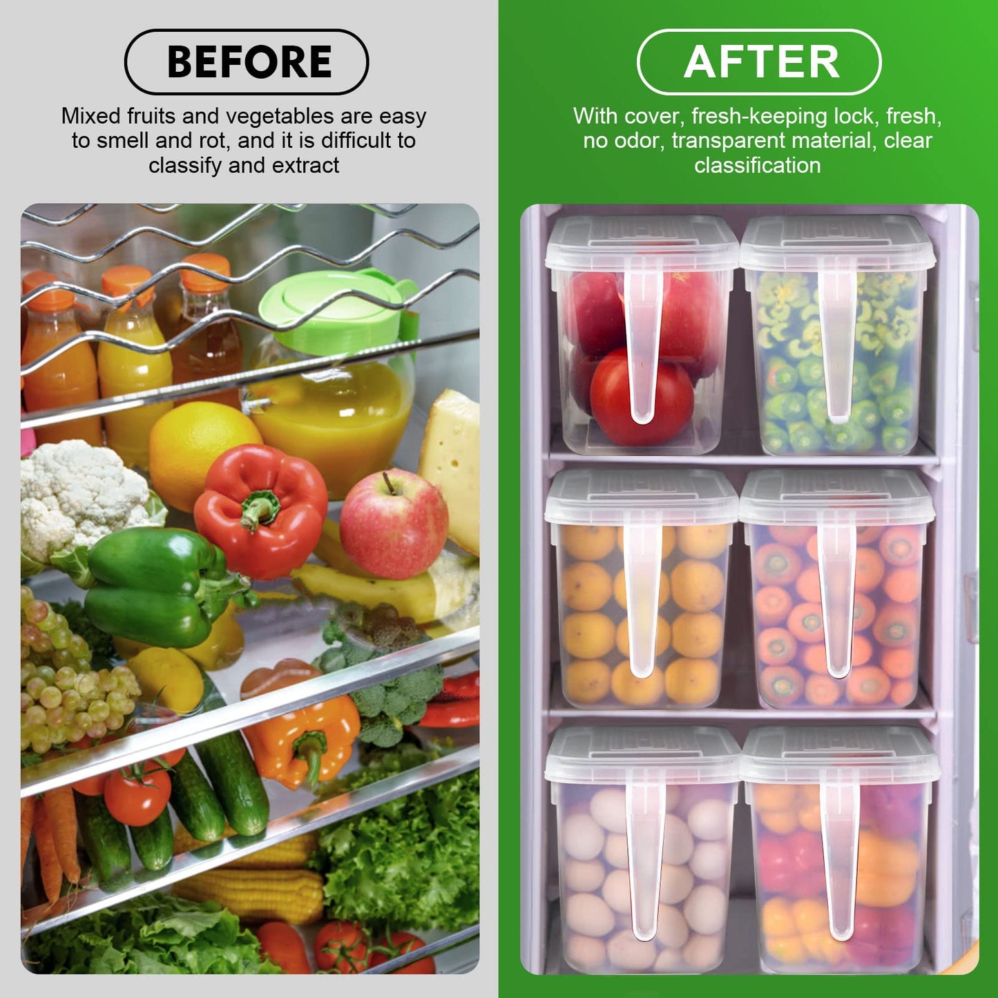 SKY-TOUCH 3 Pieces Fruits and Food Storage Box with Handle, Freezer Safe with Lids, Transparent Storage Food Organizer