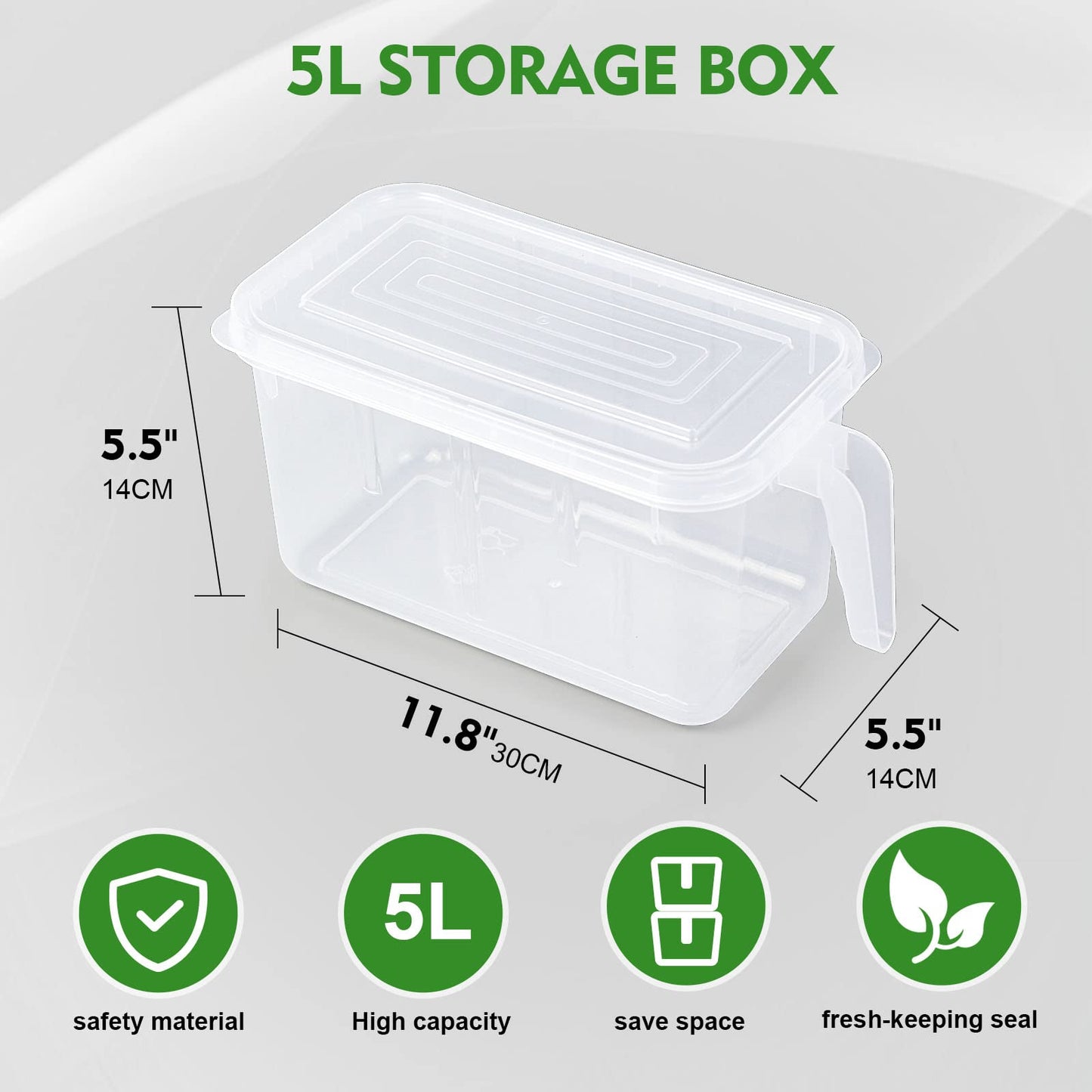 SKY-TOUCH 3 Pieces Fruits and Food Storage Box with Handle, Freezer Safe with Lids, Transparent Storage Food Organizer