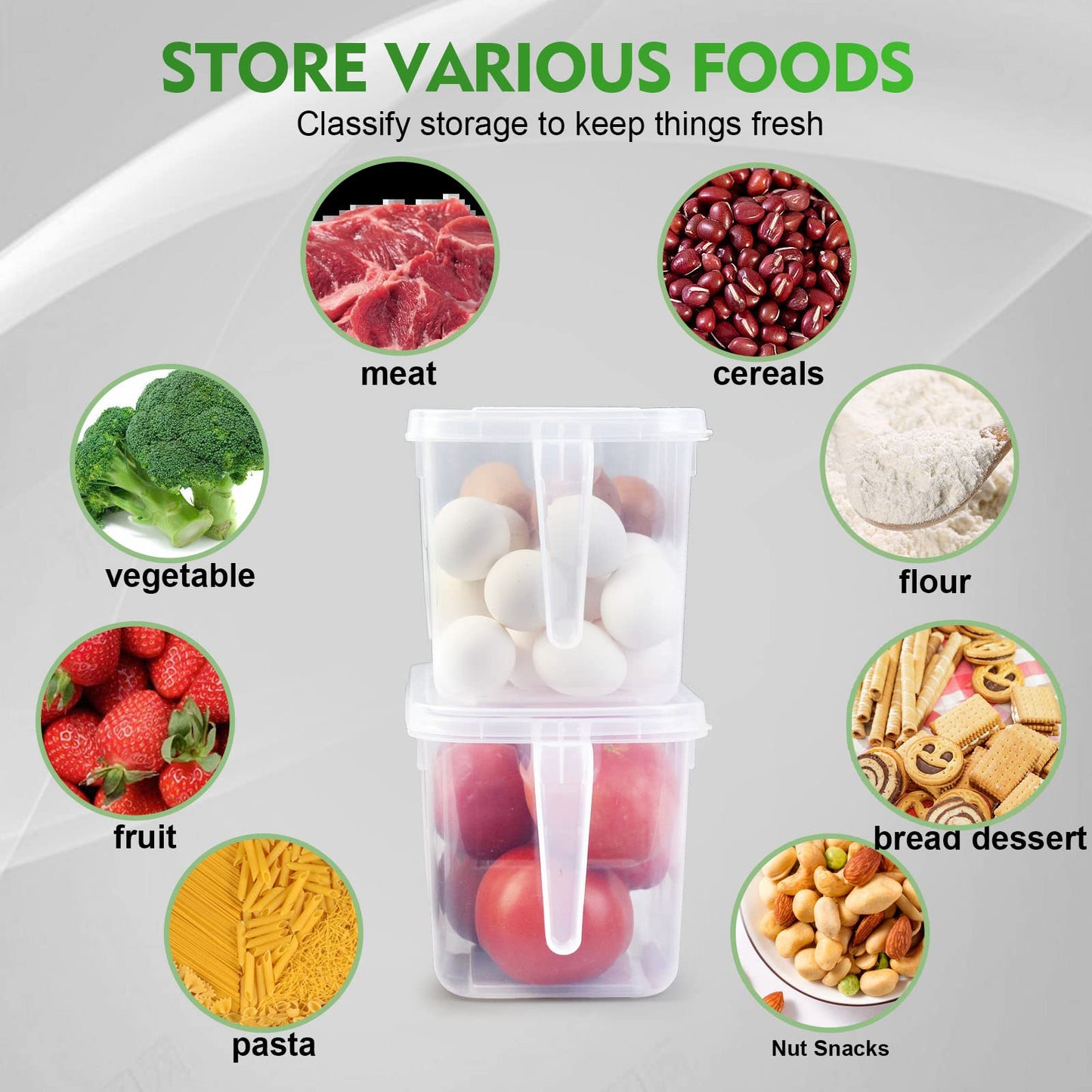 SKY-TOUCH 3 Pieces Fruits and Food Storage Box with Handle, Freezer Safe with Lids, Transparent Storage Food Organizer