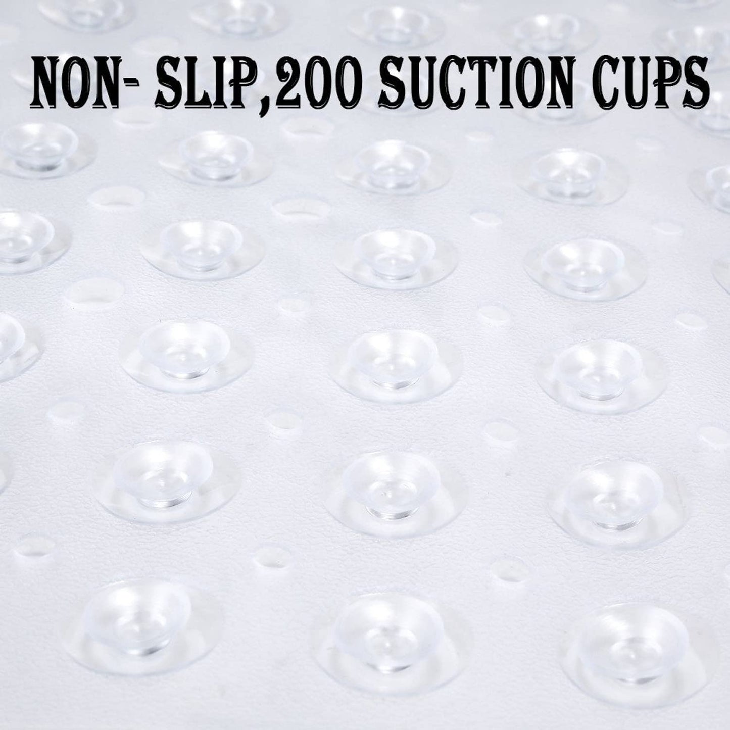 SKY-TOUCH Non-Slip Bathtub & Shower Mat, Extra Large with Suction Cups, Drain Holes, Machine Washable, Clear