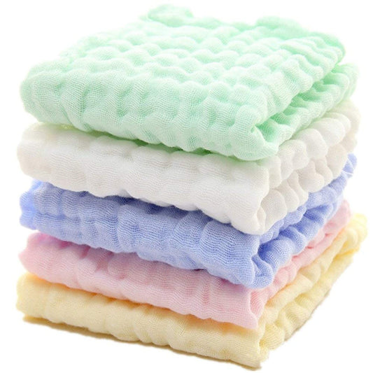 SKY-TOUCH 5pcs Muslin Baby Washcloths and Towels, Natural Organic Cotton Baby Washcloths, Soft Newborn Baby Towel and Muslin Washcloth for Sensitive Skin