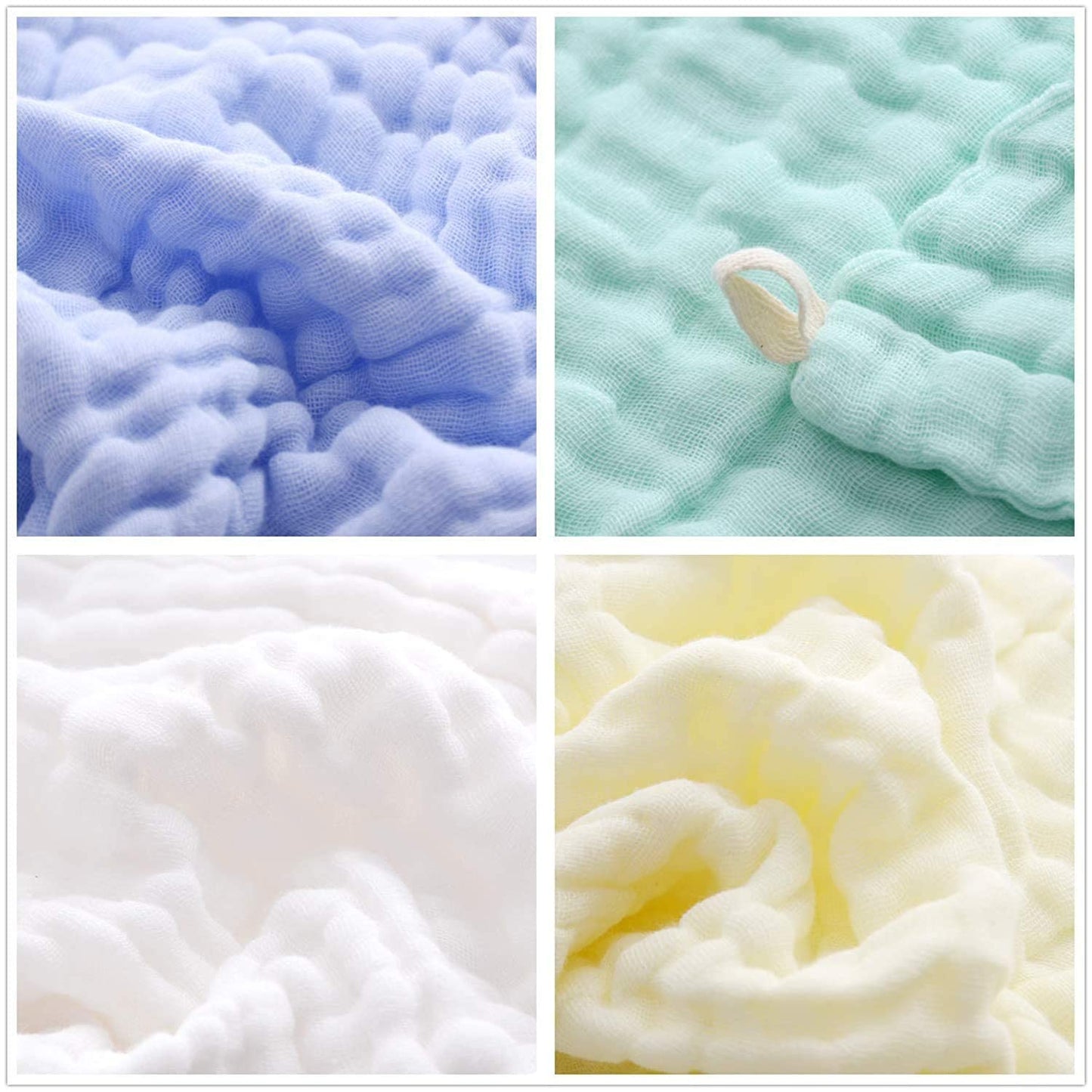 SKY-TOUCH 5pcs Muslin Baby Washcloths and Towels, Natural Organic Cotton Baby Washcloths, Soft Newborn Baby Towel and Muslin Washcloth for Sensitive Skin