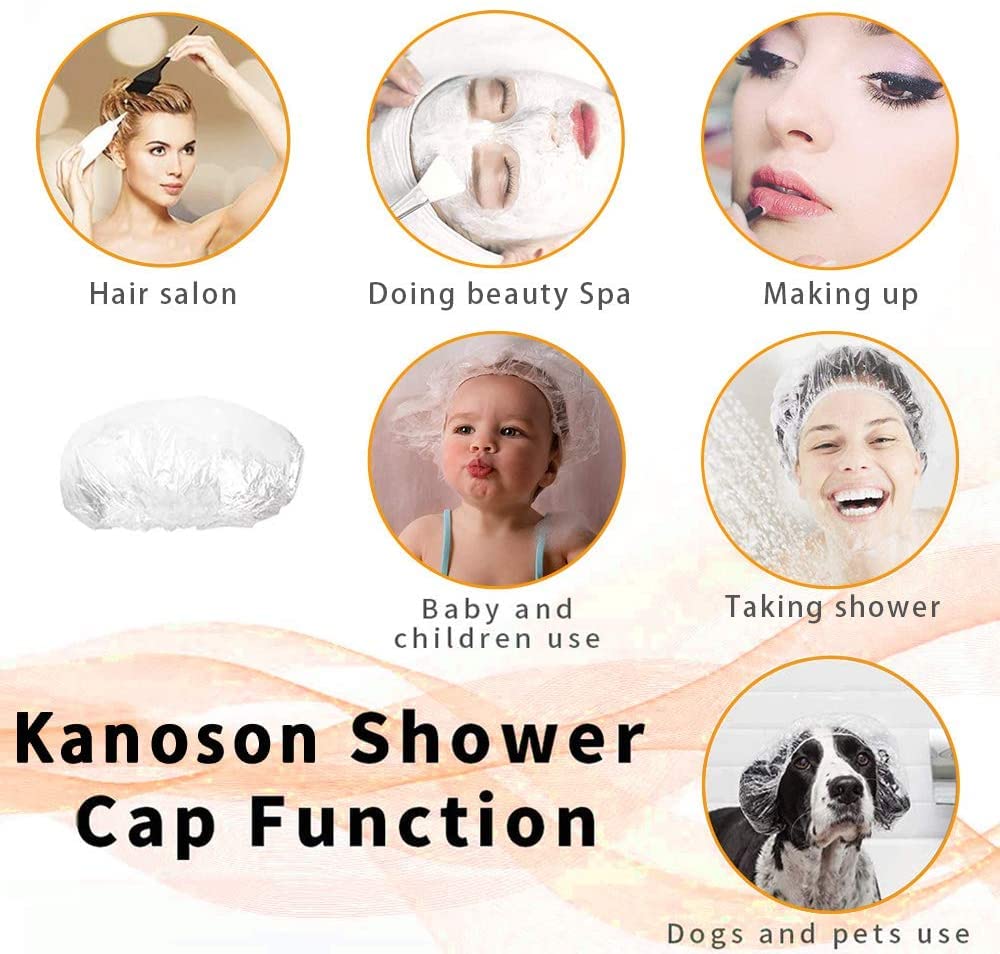 SKY-TOUCH 100pcs Shower Cap Disposable, Bath Caps Thick Waterproof High Density Elastic Big Hair Caps for Women, Men, Travel Spa, Hotel, Hair Solon, Home Use - Clear