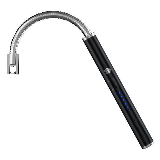 SKY-TOUCH Arc Lighter, Flameless Electronic With LED Battery Indicator, Rechargeable USB Wind & Weatherproof for Kitchen, Barbecue, Candles, Fireworks, Gas Stove, Black