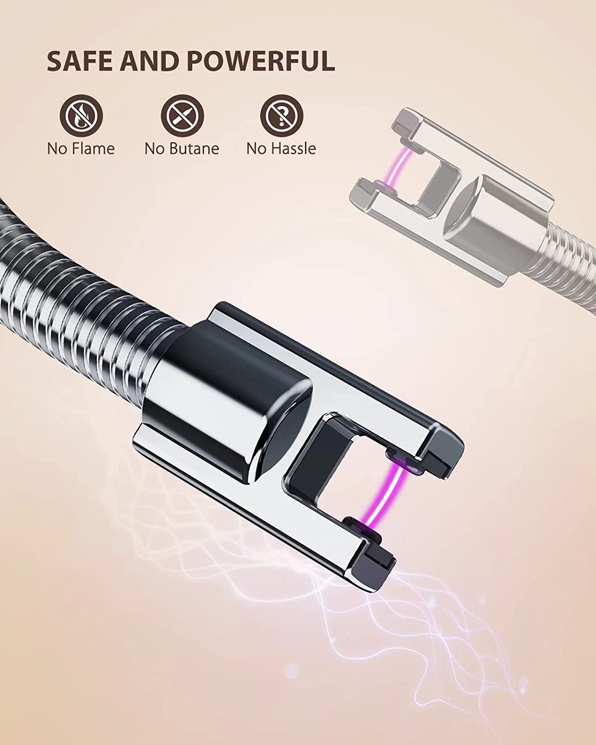 SKY-TOUCH Arc Lighter, Flameless Electronic With LED Battery Indicator, Rechargeable USB Wind & Weatherproof for Kitchen, Barbecue, Candles, Fireworks, Gas Stove, Black