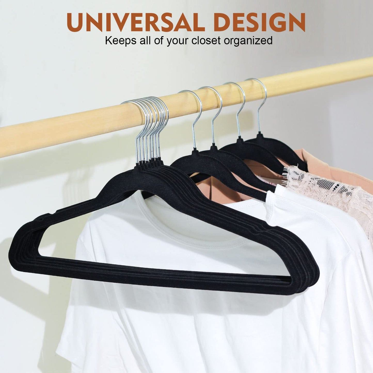 SKY-TOUCH Velvet Hangers 20 Pack - Non-Slip Premium Hangers for Clothes, Felt heavy Duty Coat Hangers with 360° Swivel Hooks for Suits, Jackets, Trousers, Jeans,Black