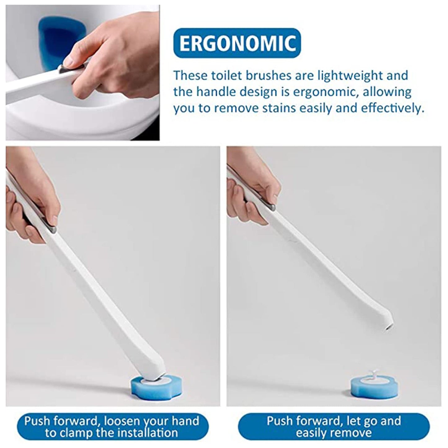 SKY-TOUCH Disposable Toilet Brush and Holder Bathroom Cleaner Kit with 16 Wand Replacement Heads - Disposable Touch Free & Hygienic Bathroom Accessory for Sparkling Toilet Bowl