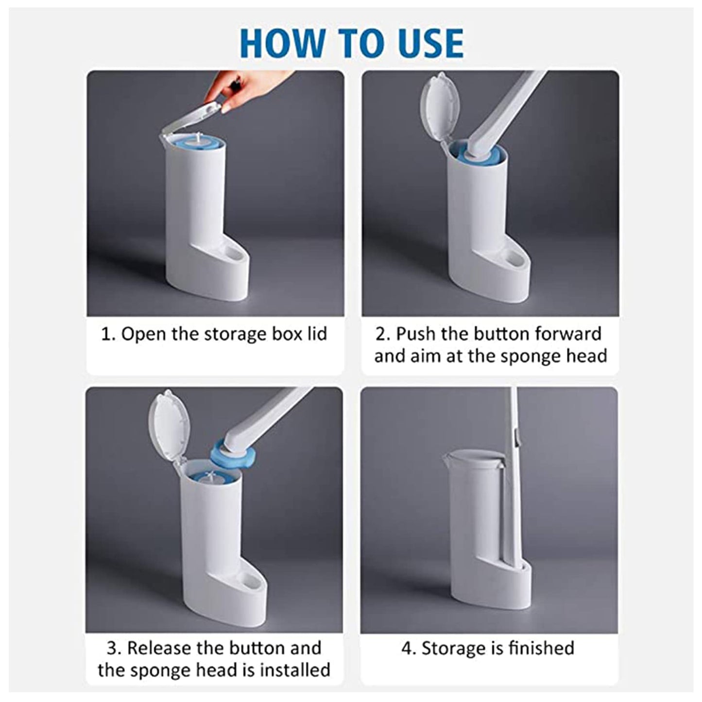 SKY-TOUCH Disposable Toilet Brush and Holder Bathroom Cleaner Kit with 16 Wand Replacement Heads - Disposable Touch Free & Hygienic Bathroom Accessory for Sparkling Toilet Bowl