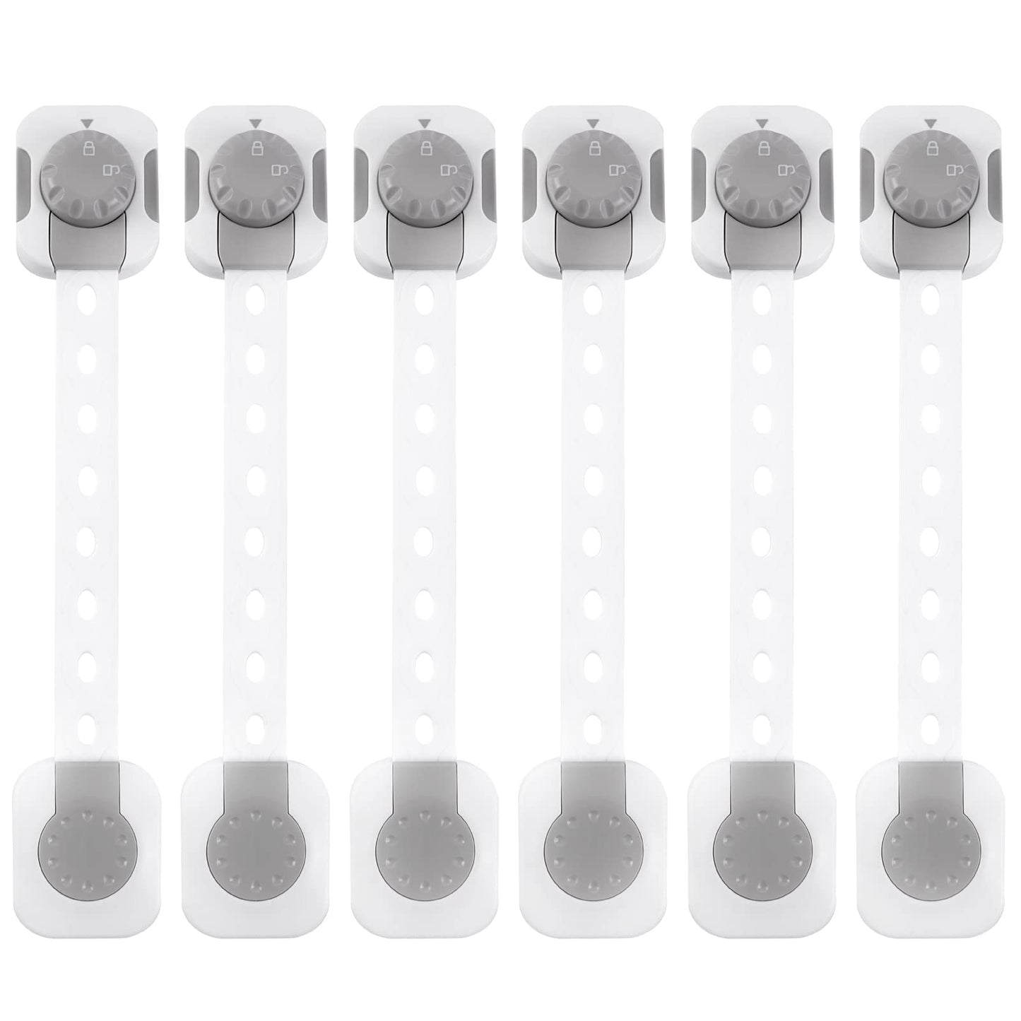 SKY-TOUCH Child Safety Strap Locks, Baby Safety Locks, Multi-Functional Adjustable Double Button Baby Anti-Clip Latch System for Drawers, Fridge, Closet Doors Etc, Easy Installation (Pack Of 6)
