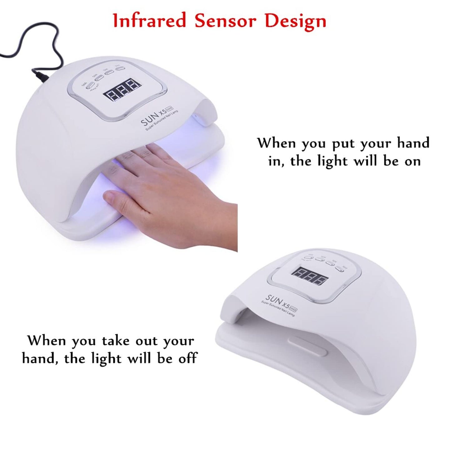 SKY-TOUCH Professional Gel Polish LED Nail Lamp, 54W UV/LED Dryer for Manicure and Pedicure, Sun X5 Plus, Curing Tool for Nail Polish and Nail Art, White